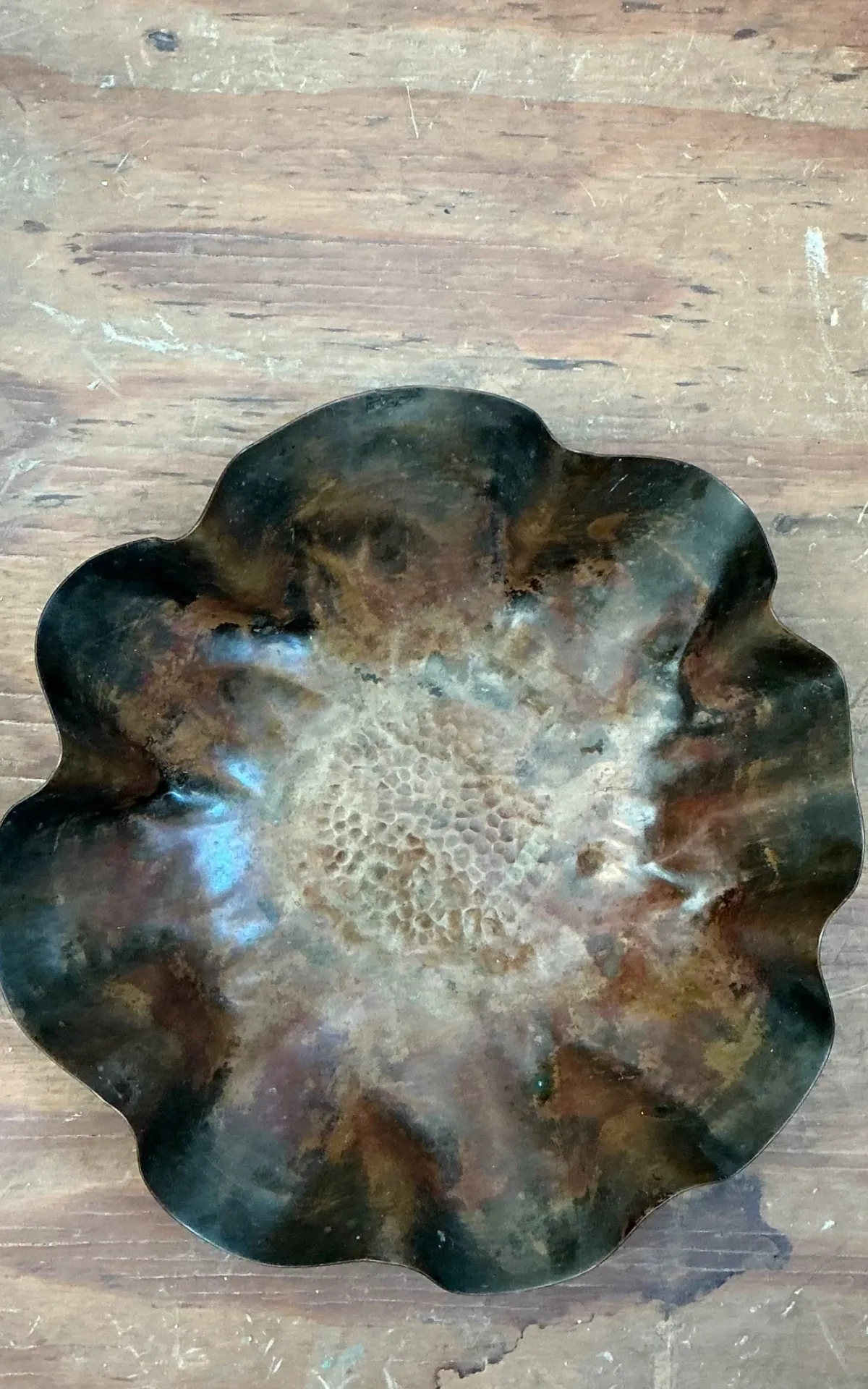 Vintage Scalloped Copper Decorative Bowl — additional photo 4