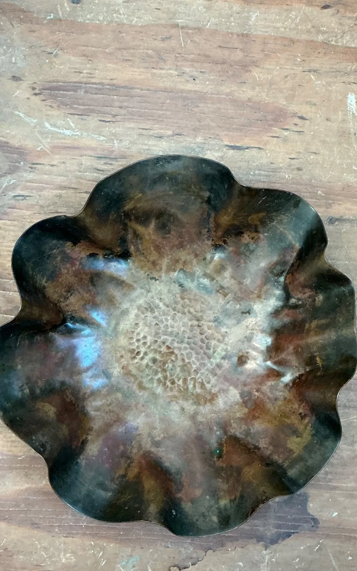 Vintage Scalloped Copper Decorative Bowl — additional photo 6