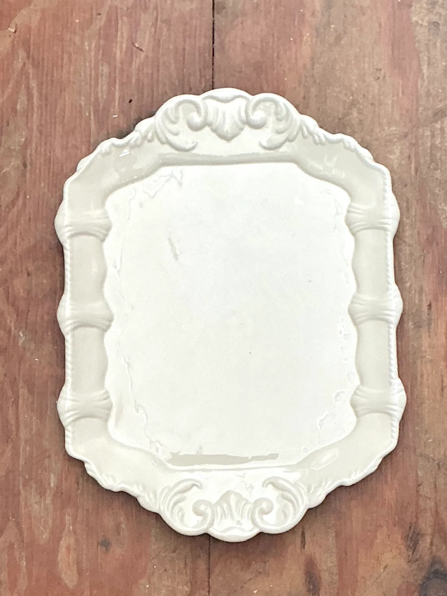 Vintage White Embossed Ceramic Platter — additional photo 1