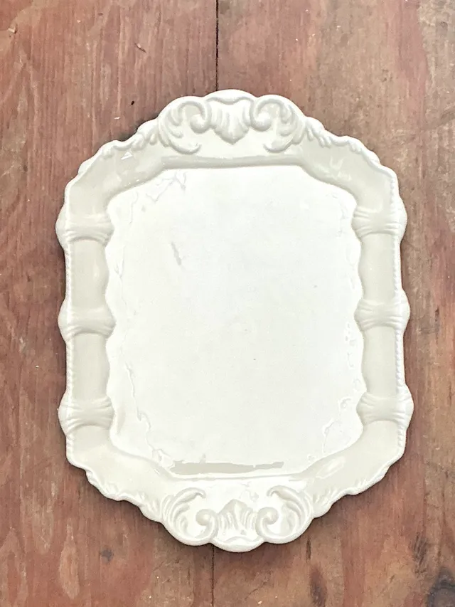 Vintage White Embossed Ceramic Platter — additional photo 1