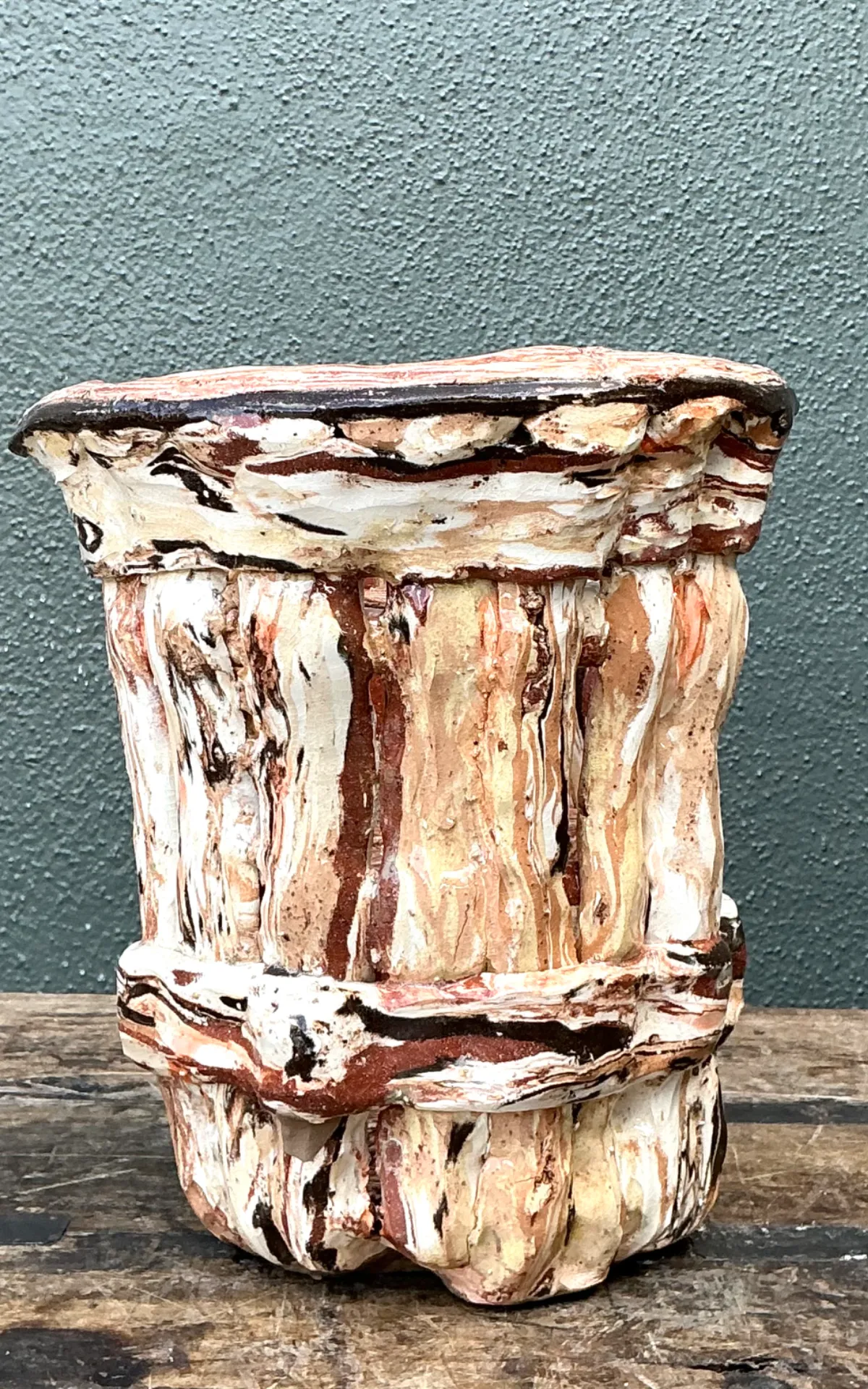 Vintage Textured Ceramic Vase — additional photo 2