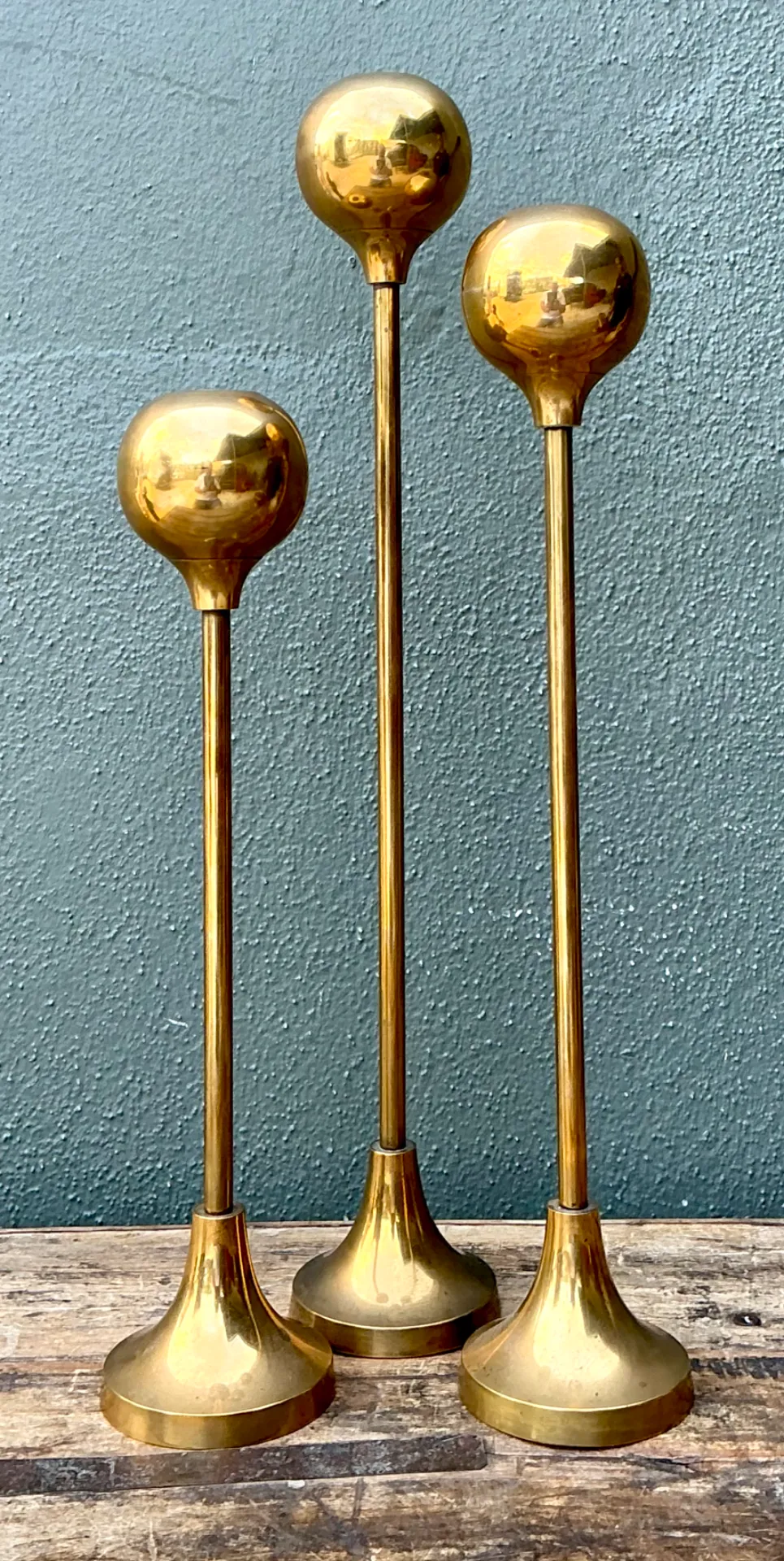 Vintage Brass Candle Holders - Set of Three — additional photo 7