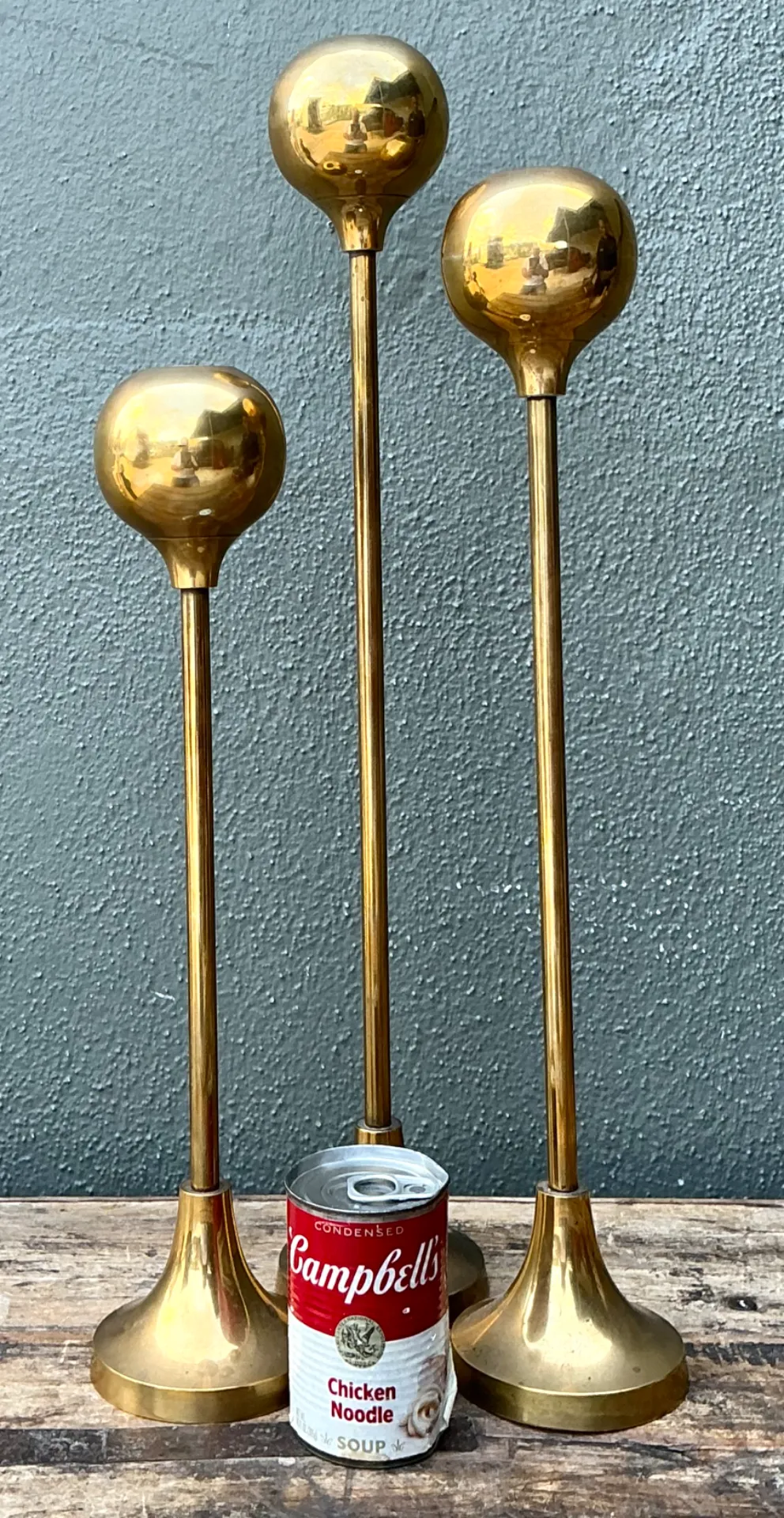 Vintage Brass Candle Holders - Set of Three