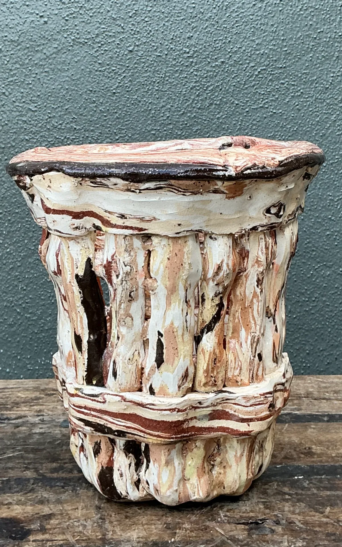 Vintage Textured Ceramic Vase — additional photo 5