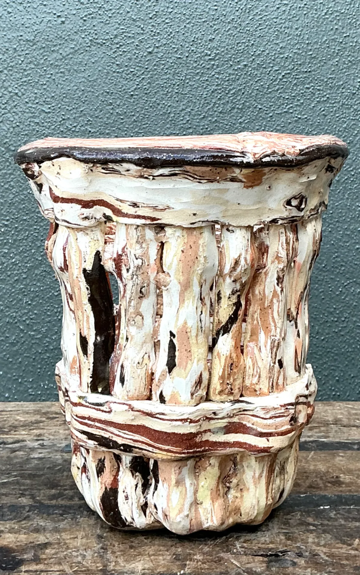 Vintage Textured Ceramic Vase