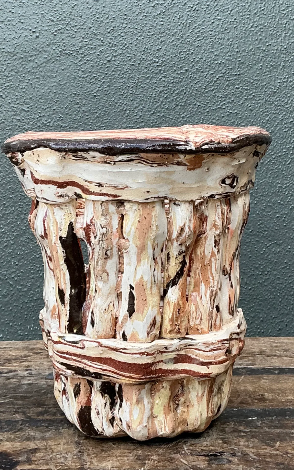 Vintage Textured Ceramic Vase — additional photo 3
