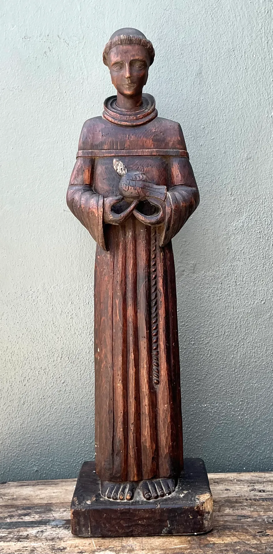 Vintage Handcrafted Wood St Francis Of Assisi Statue — additional photo 6