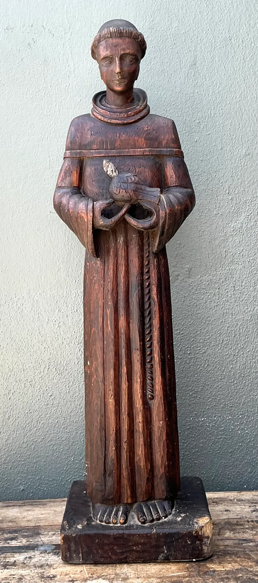 Vintage Handcrafted Wood St Francis Of Assisi Statue — additional photo 8