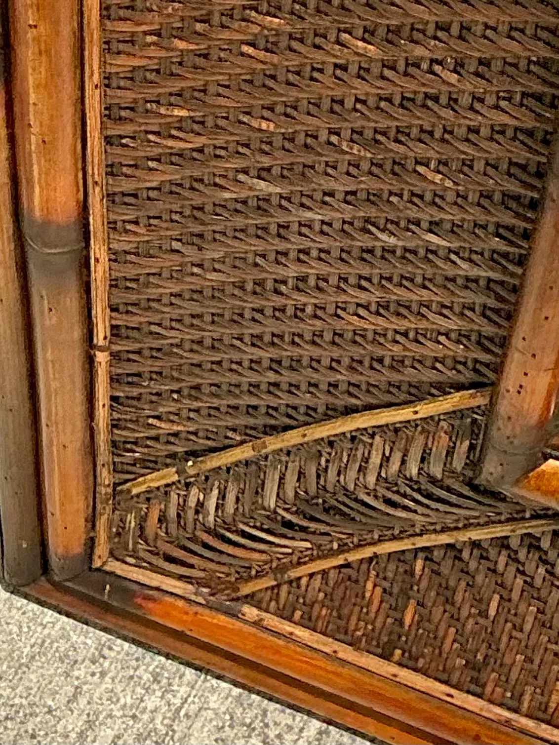 Vintage Monumental Bamboo and Rattan Floor Mirror — additional photo 2