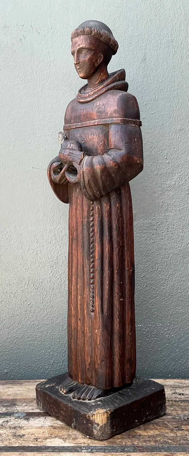 Vintage Handcrafted Wood St Francis Of Assisi Statue — additional photo 2