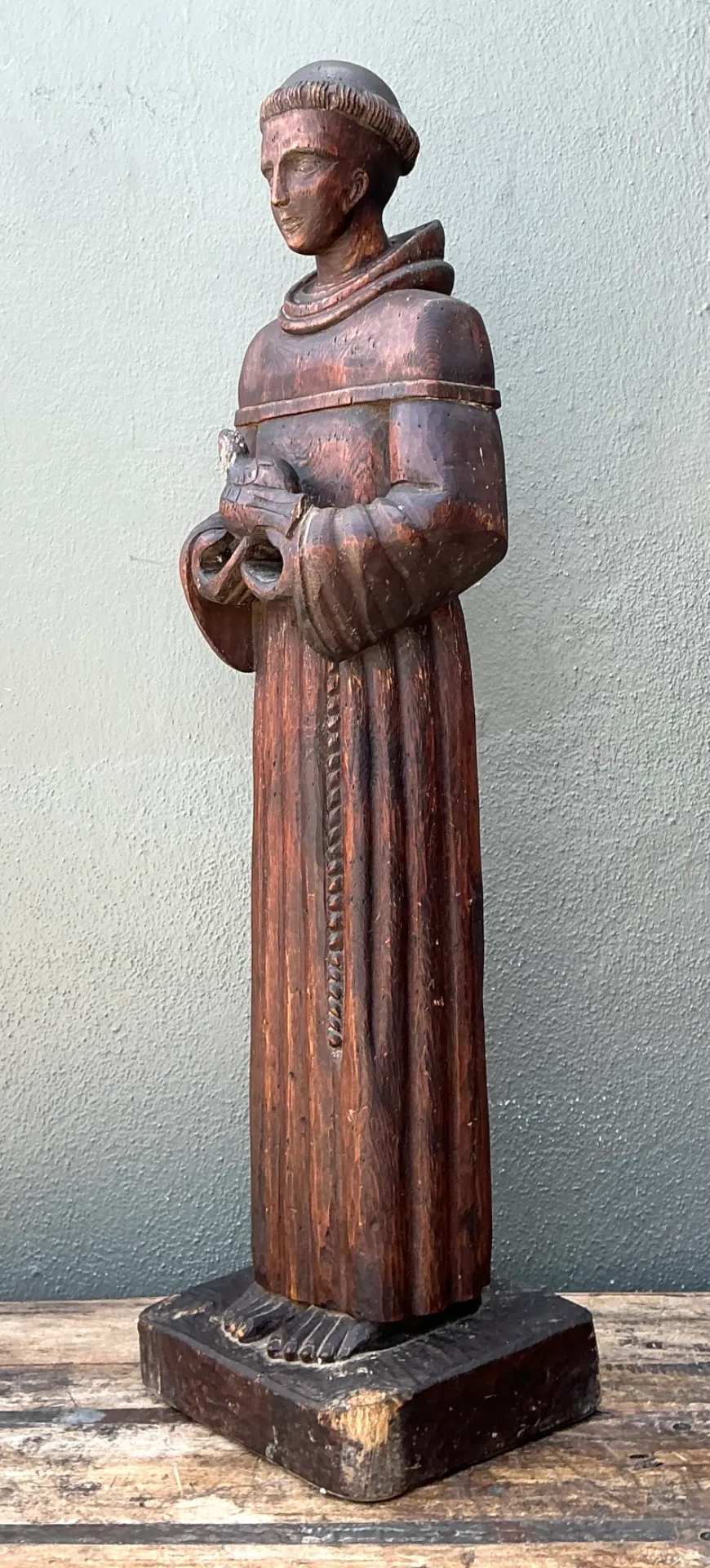 Vintage Handcrafted Wood St Francis Of Assisi Statue — additional photo 4