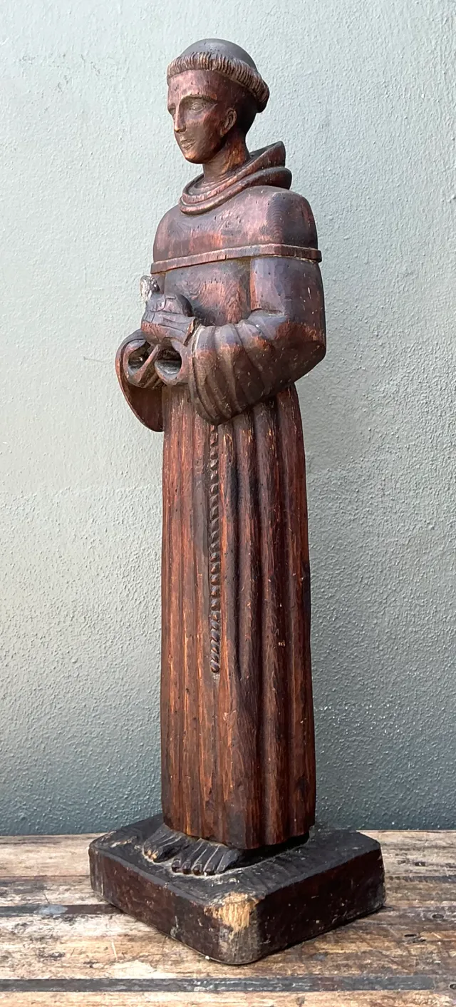 Vintage Handcrafted Wood St Francis Of Assisi Statue — additional photo 4