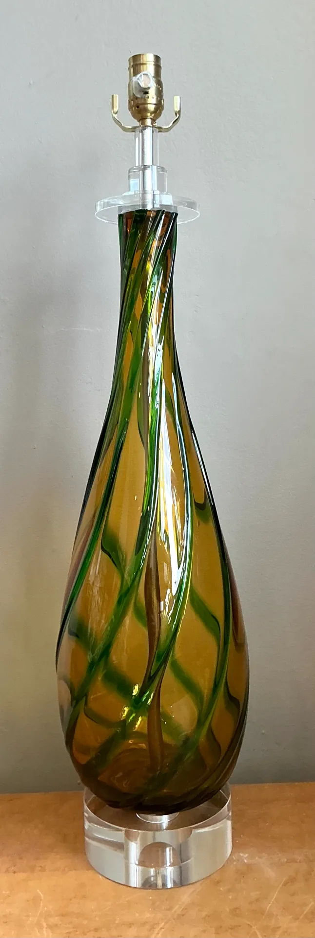 Vintage Murano Swirled Glass Table Lamp