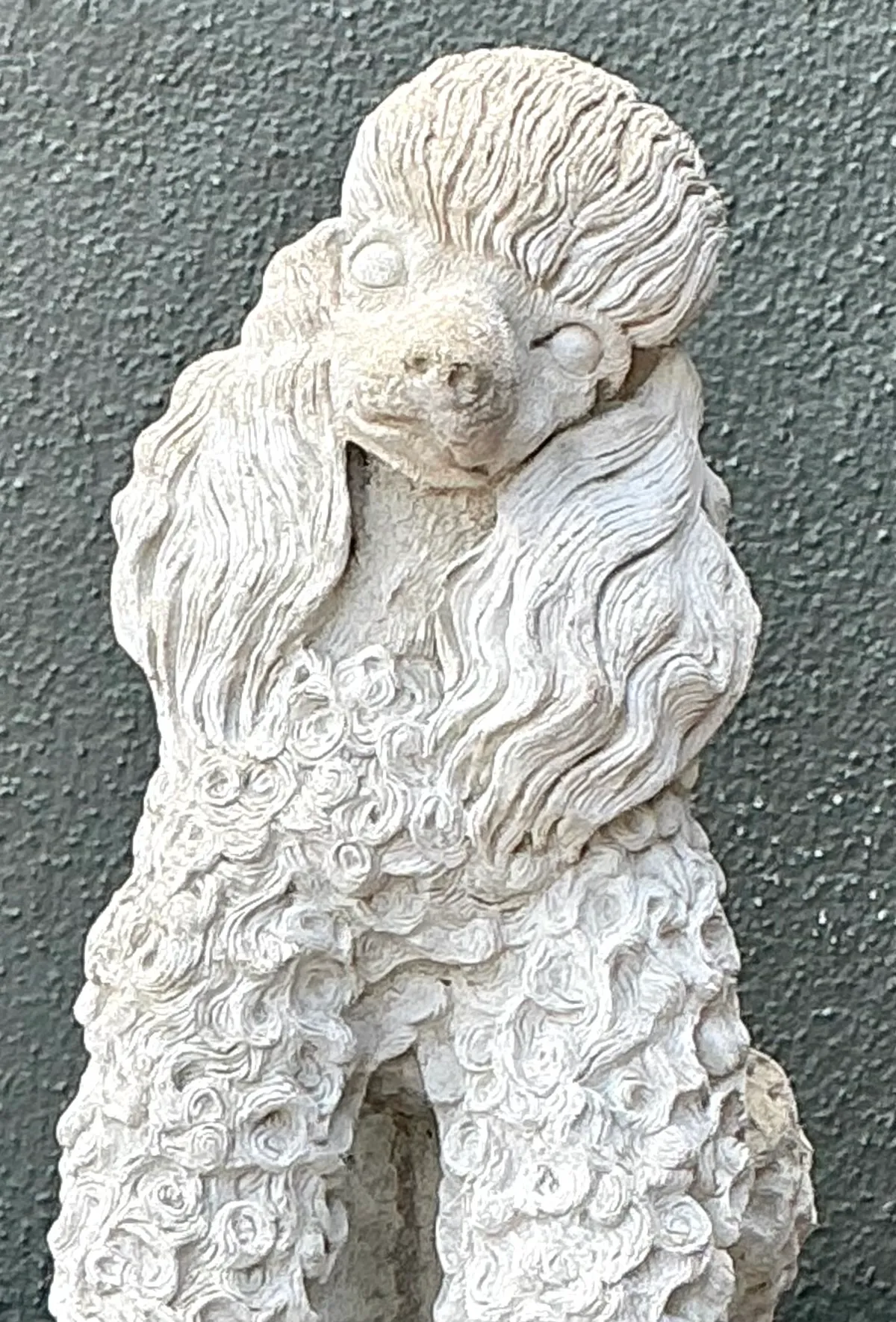 Vintage Cement Poodle Dog Statue