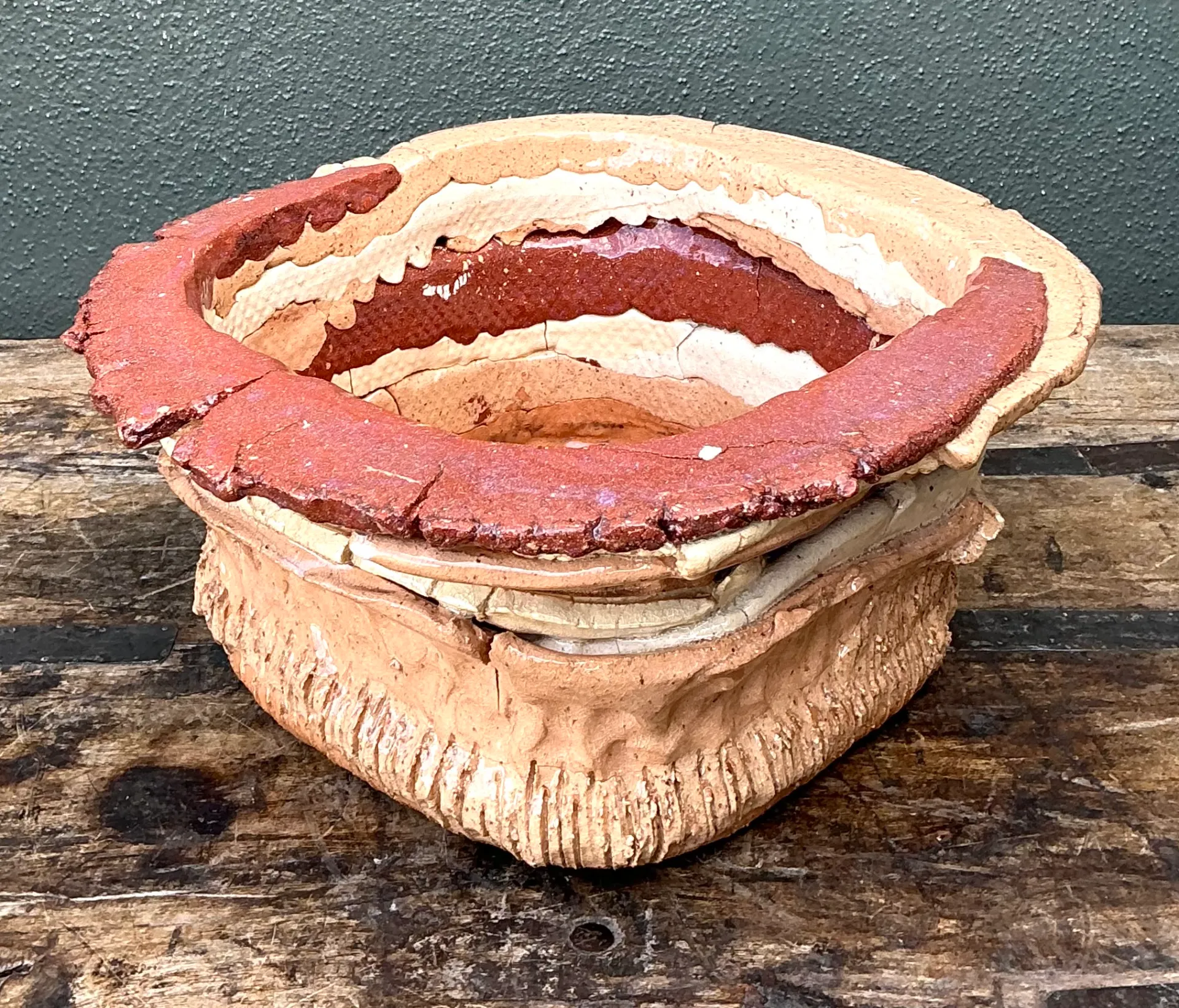 Vintage Layered Ceramic Pottery Bowl — additional photo 7
