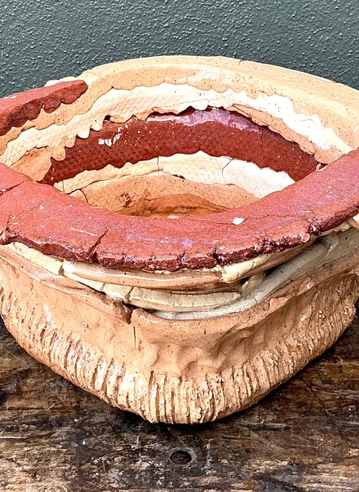 Vintage Layered Ceramic Pottery Bowl — additional photo 7