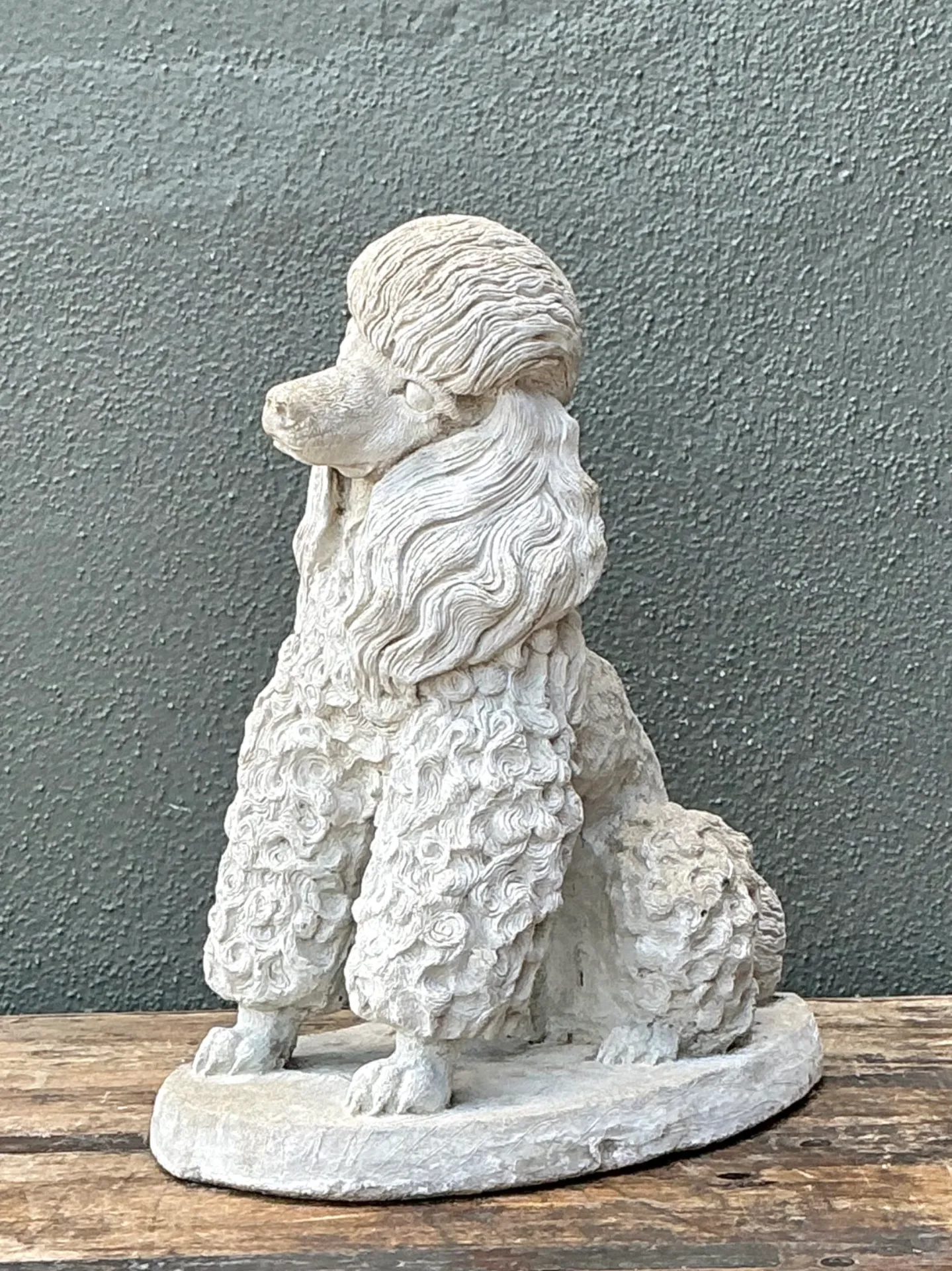 Vintage Cement Poodle Dog Statue — additional photo 3