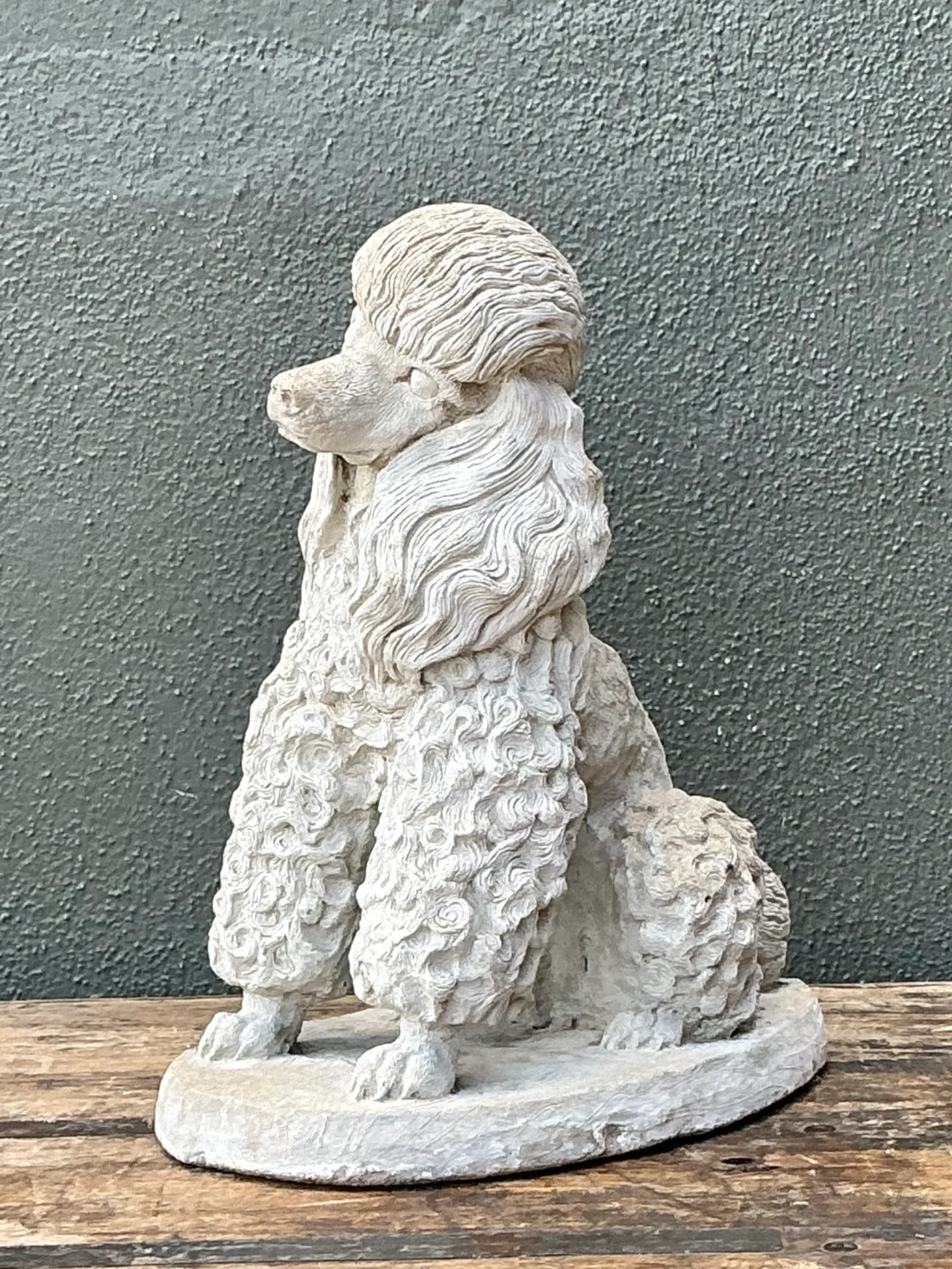 Vintage Cement Poodle Dog Statue — additional photo 5