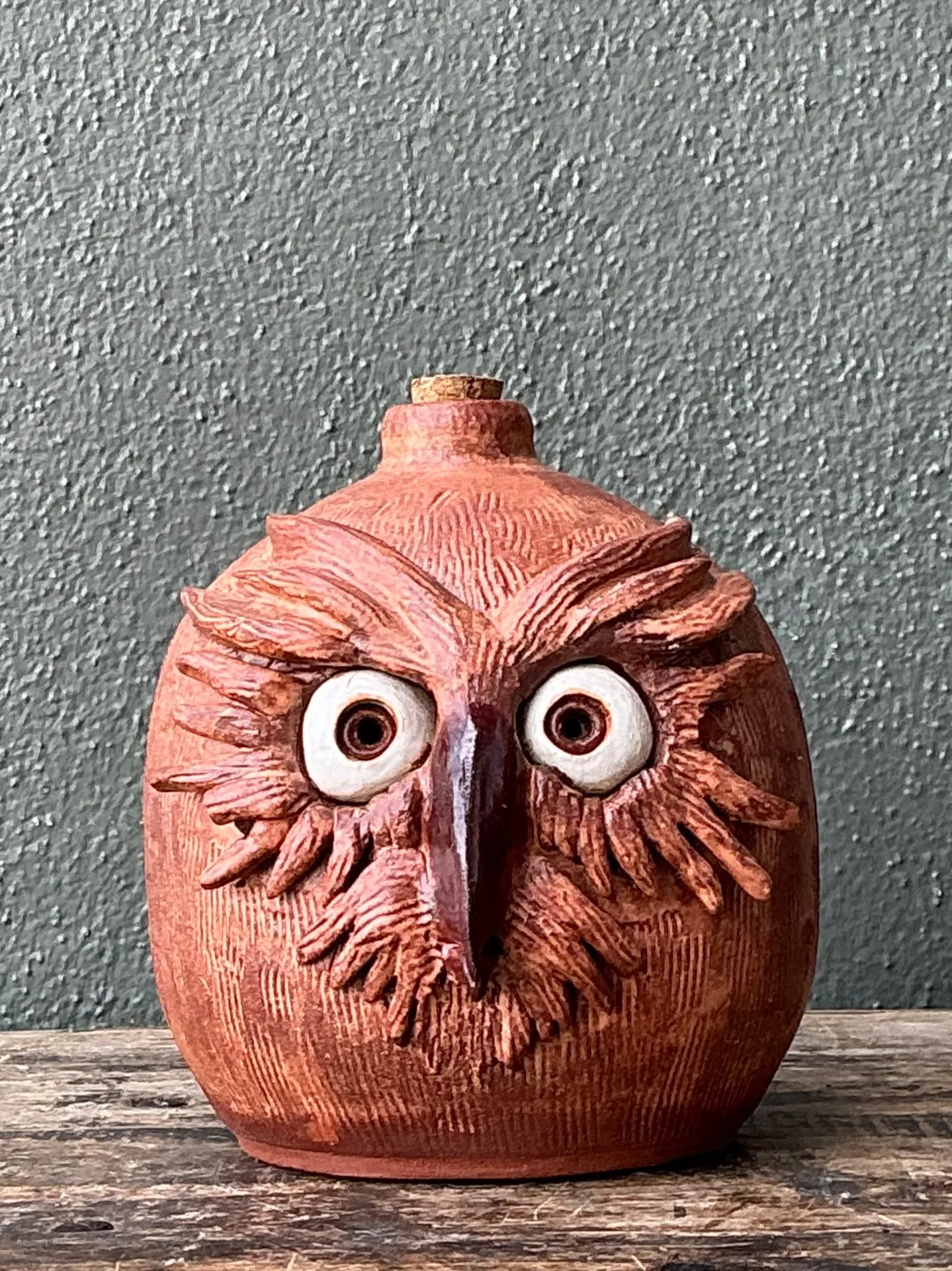 Vintage Handcrafted Ceramic Owl Jug — additional photo 2