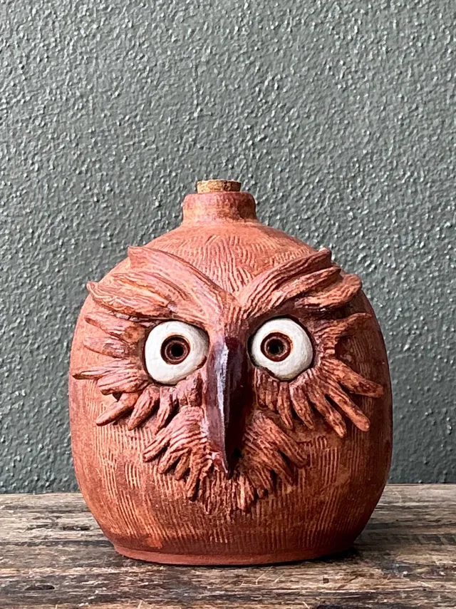 Vintage Handcrafted Ceramic Owl Jug — additional photo 2