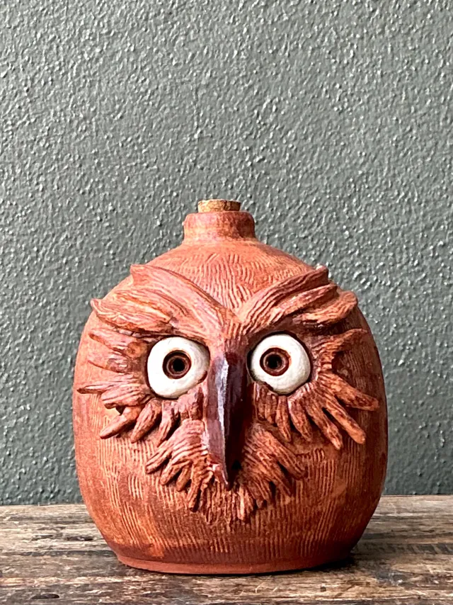 Vintage Handcrafted Ceramic Owl Jug — additional photo 3