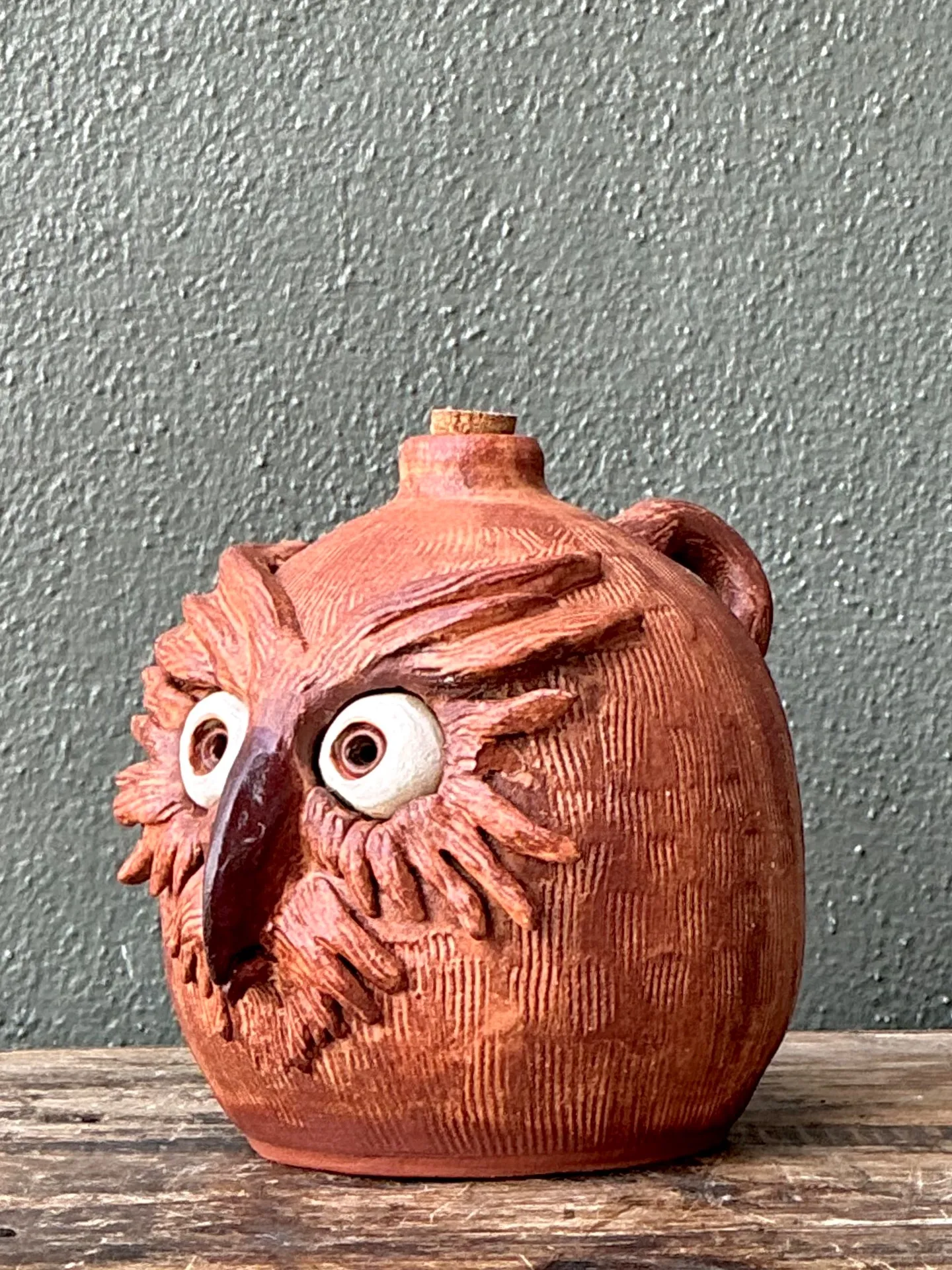Vintage Handcrafted Ceramic Owl Jug — additional photo 7