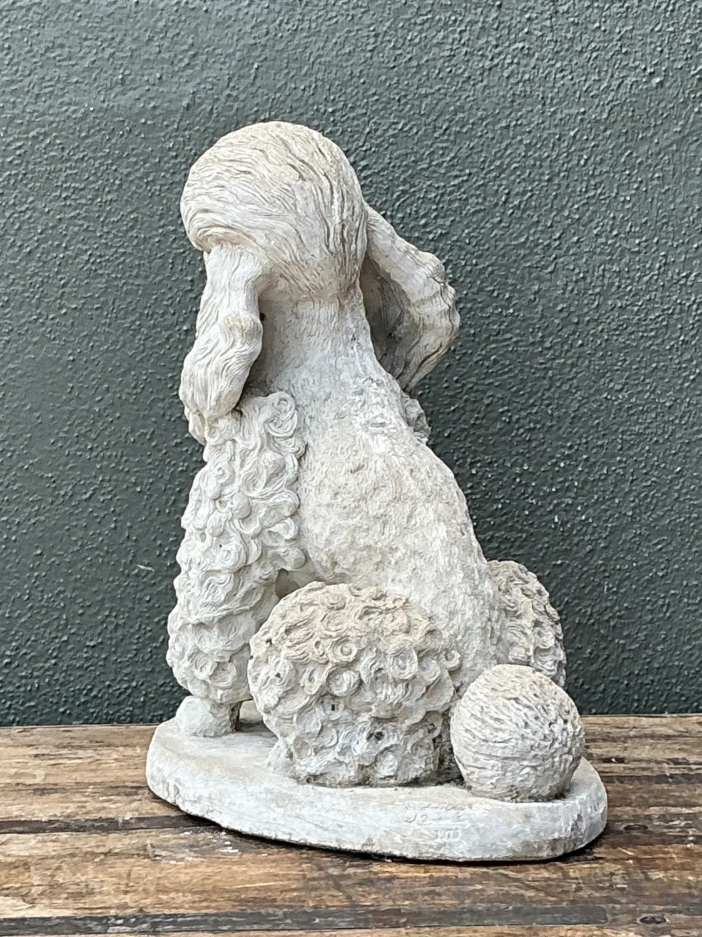Vintage Cement Poodle Dog Statue — additional photo 2