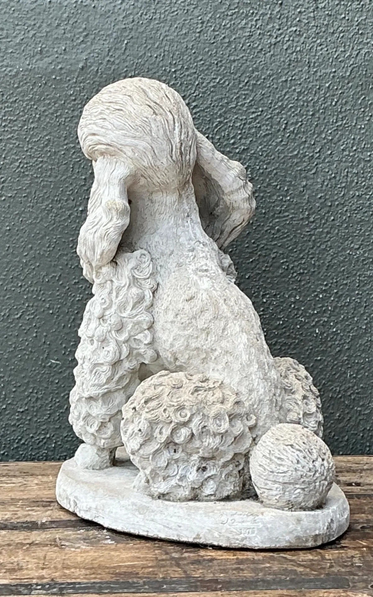 Vintage Cement Poodle Dog Statue — additional photo 2