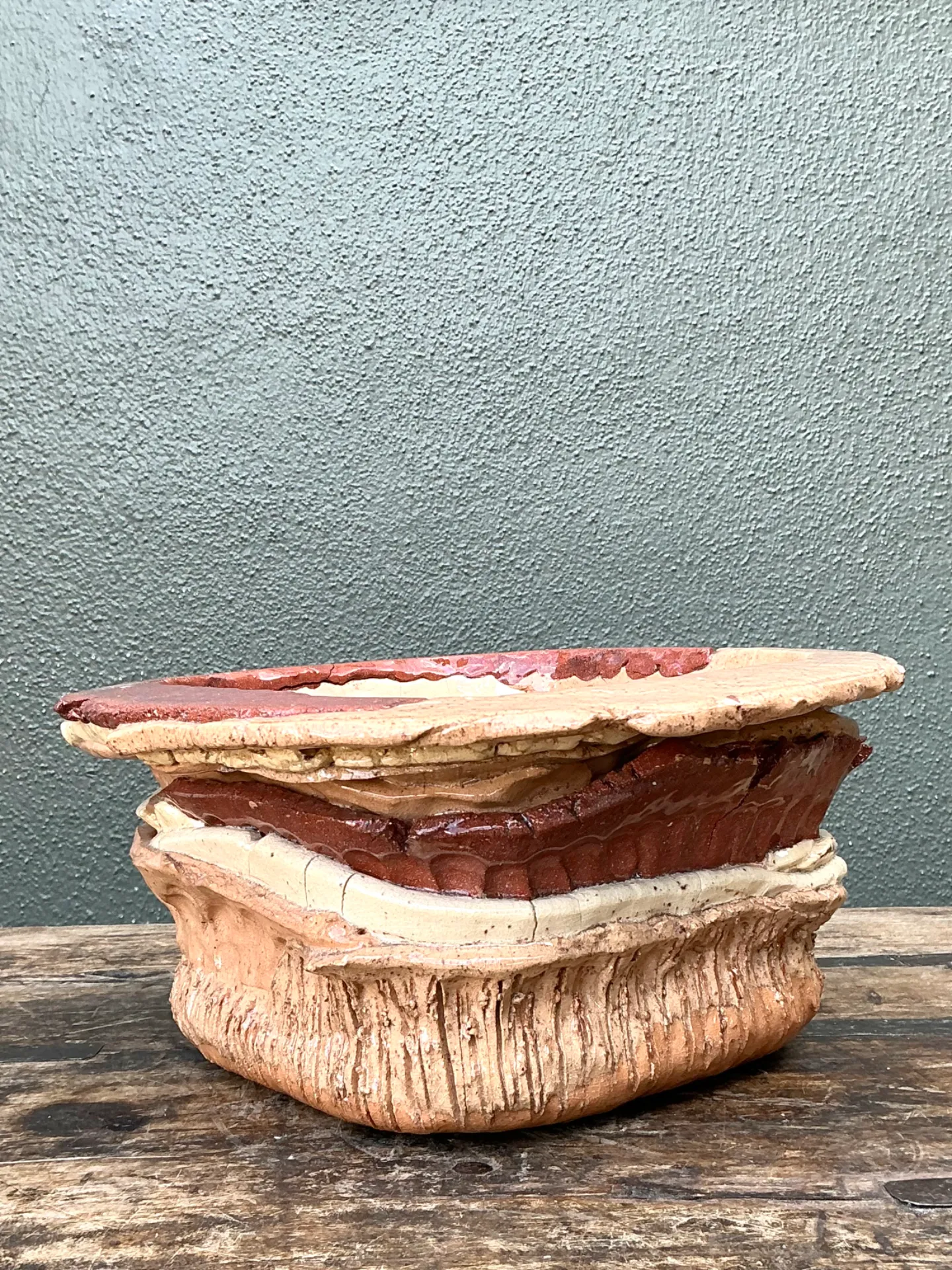 Vintage Layered Ceramic Pottery Bowl — additional photo 4