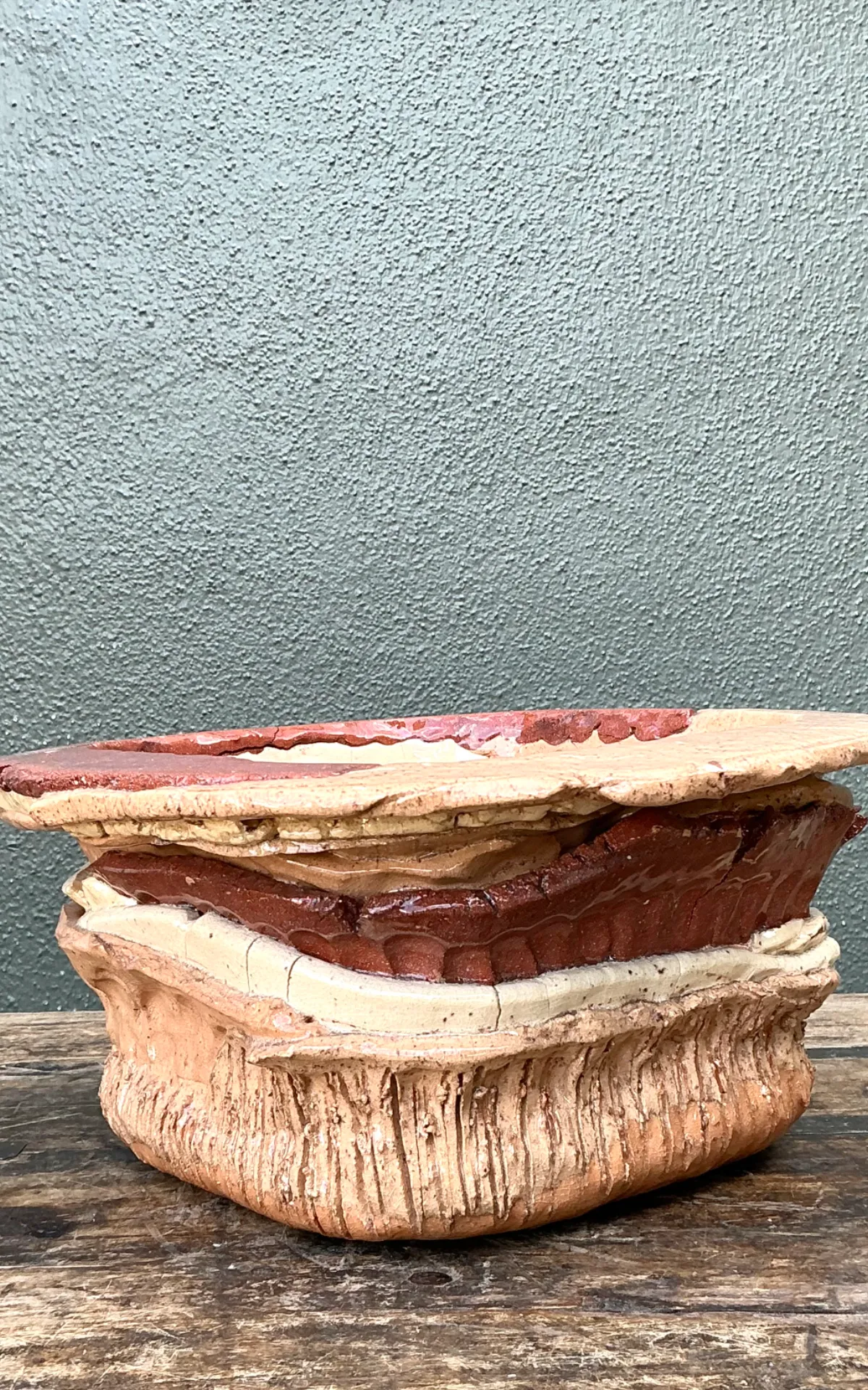 Vintage Layered Ceramic Pottery Bowl — additional photo 4