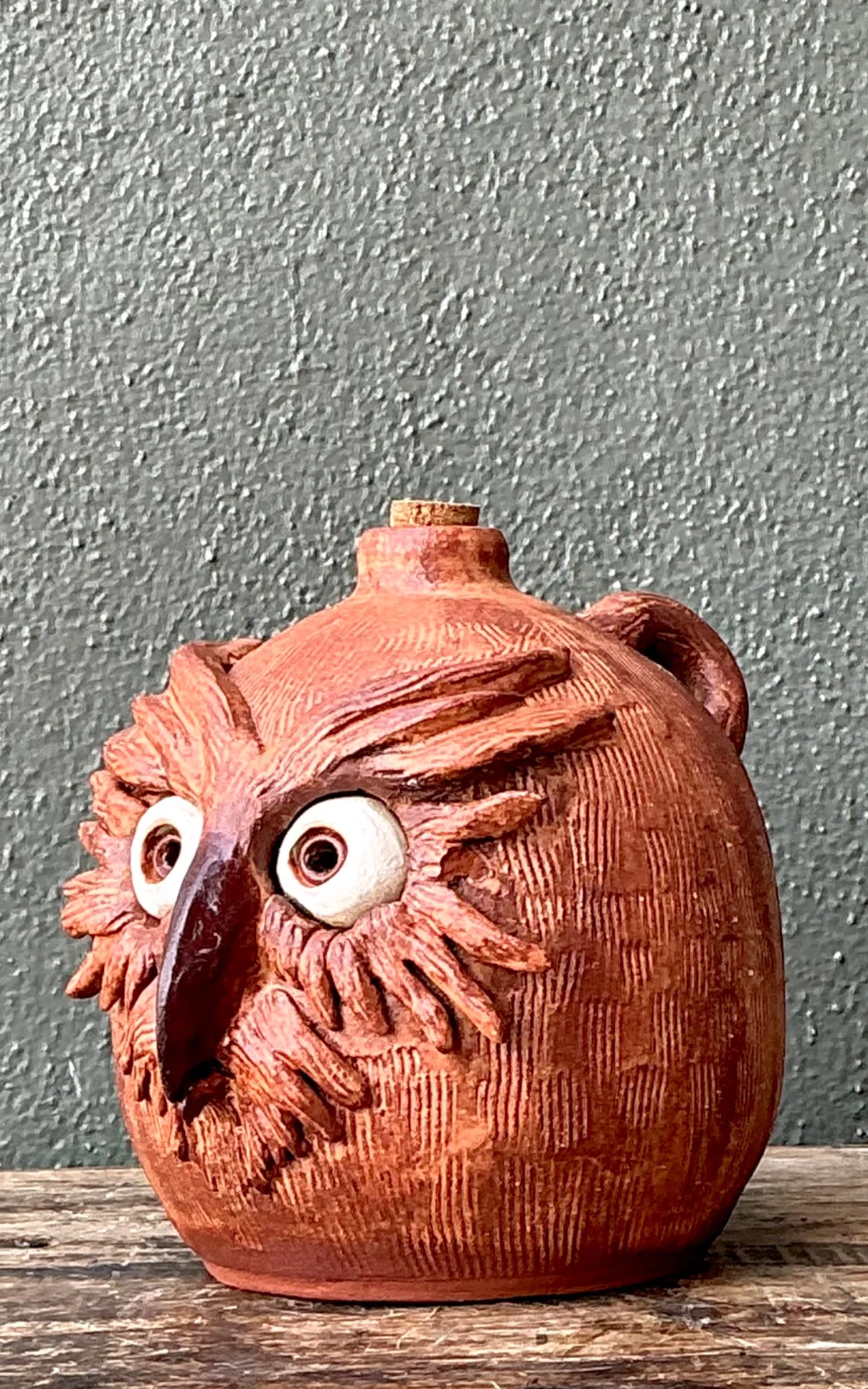 Vintage Handcrafted Ceramic Owl Jug — additional photo 6