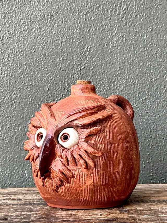 Vintage Handcrafted Ceramic Owl Jug — additional photo 6