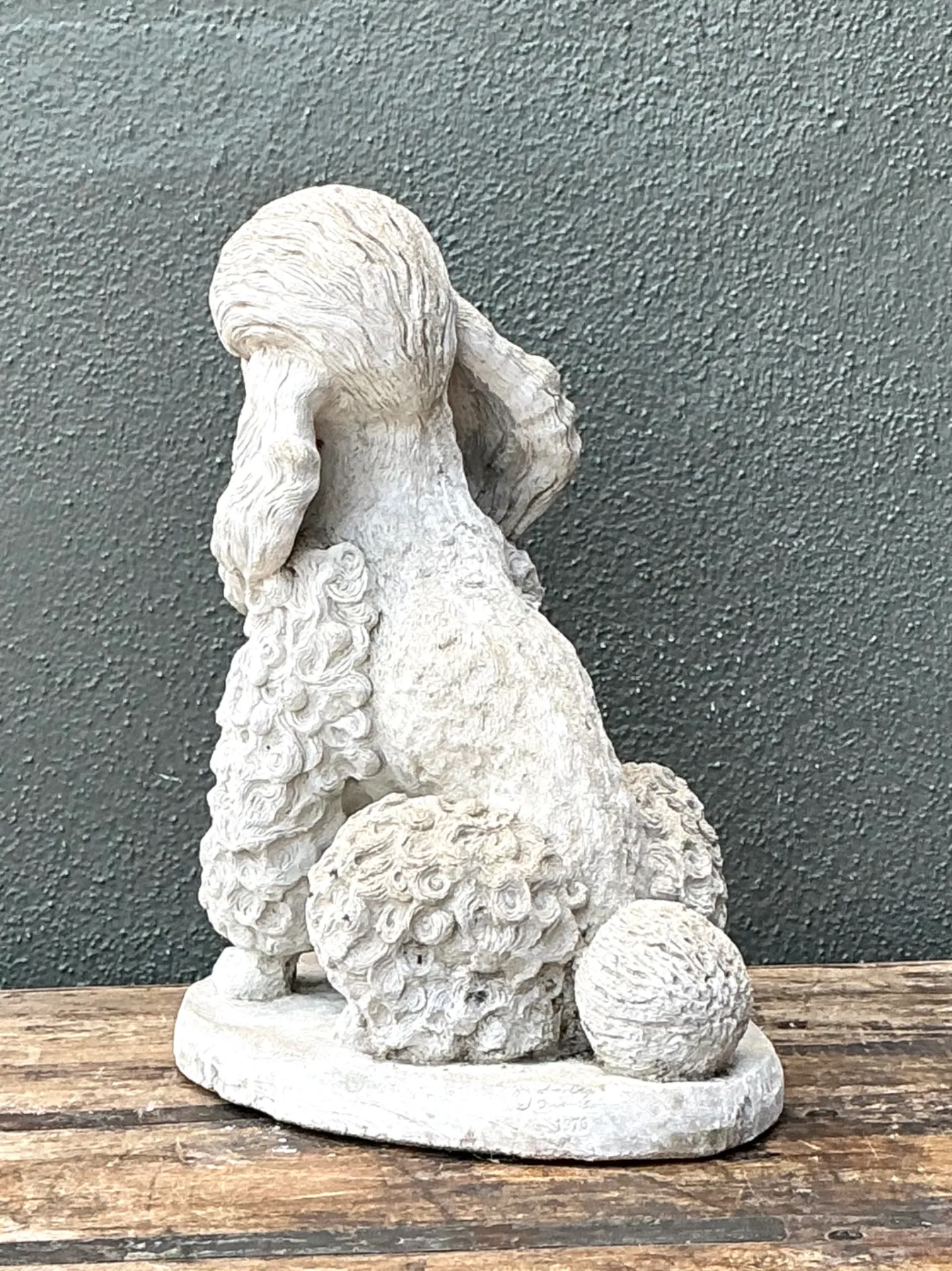 Vintage Cement Poodle Dog Statue — additional photo 4