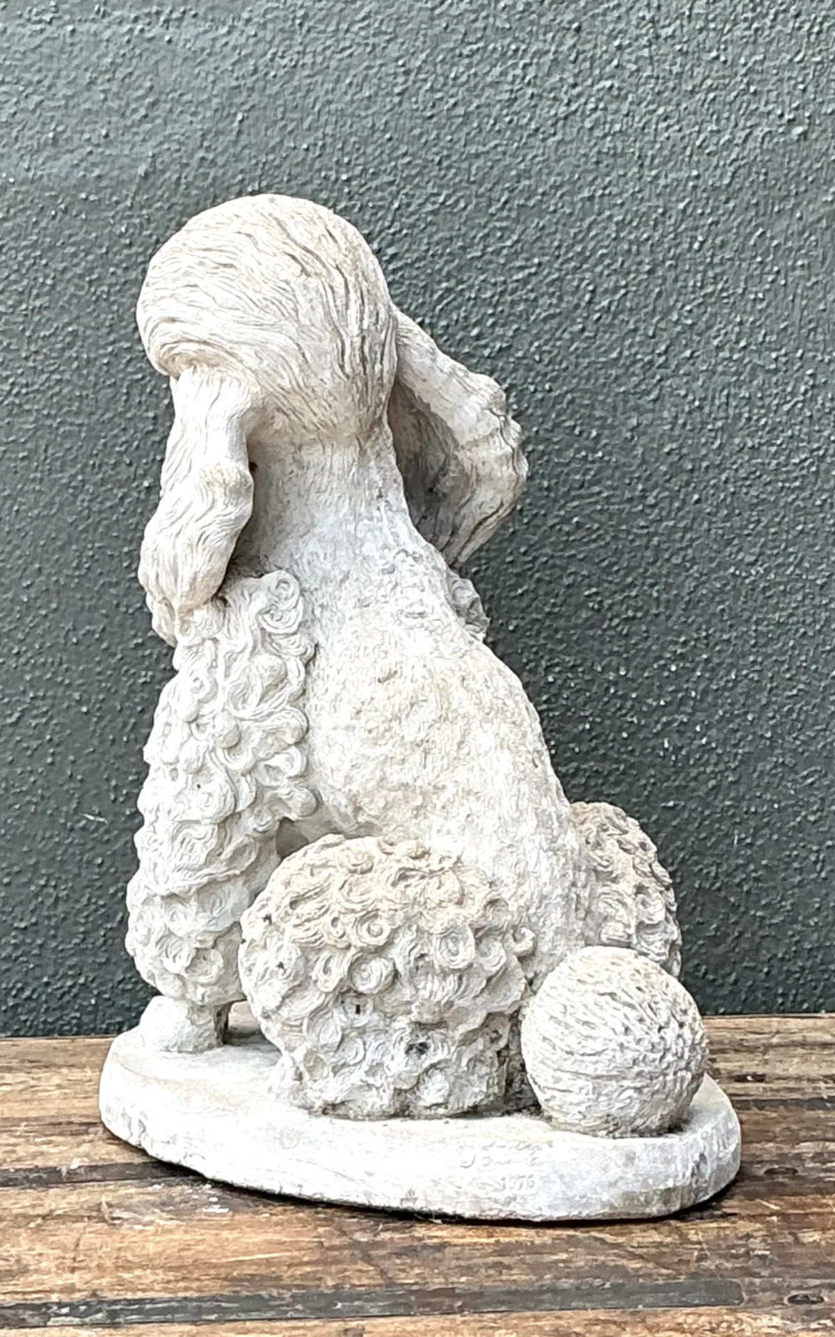 Vintage Cement Poodle Dog Statue — additional photo 4
