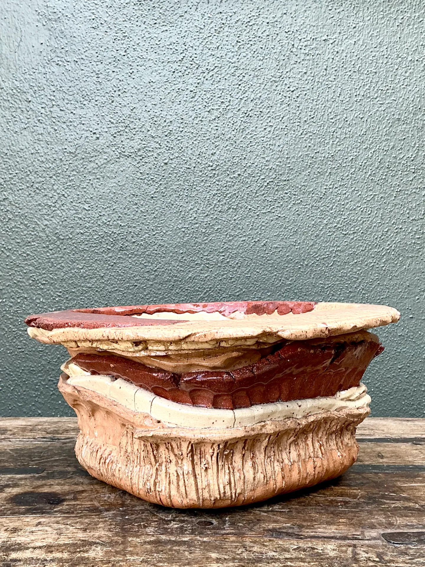 Vintage Layered Ceramic Pottery Bowl — additional photo 2