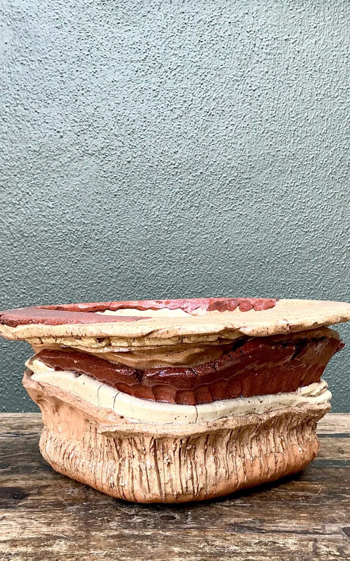 Vintage Layered Ceramic Pottery Bowl — additional photo 2