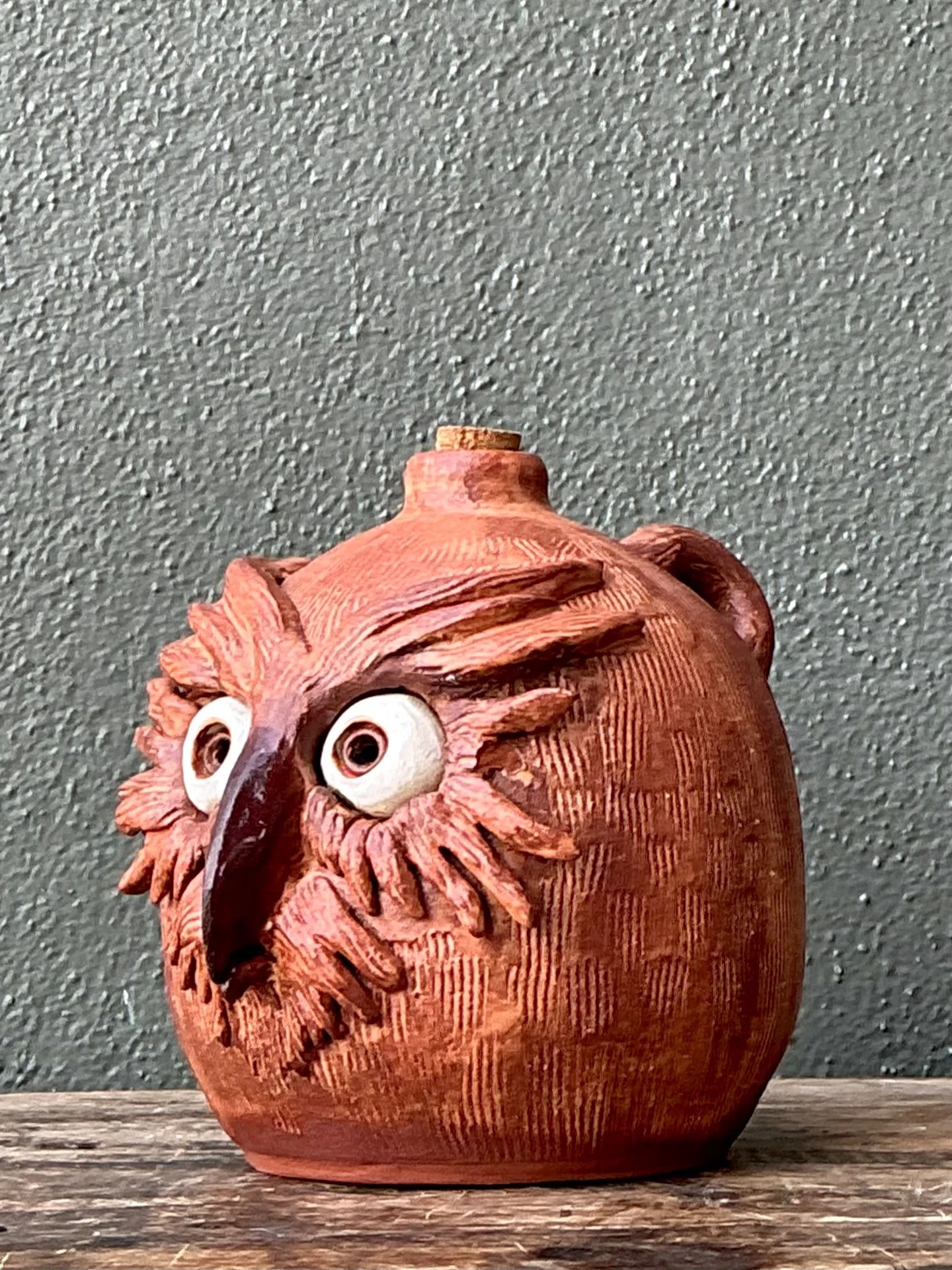 Vintage Handcrafted Ceramic Owl Jug — additional photo 4