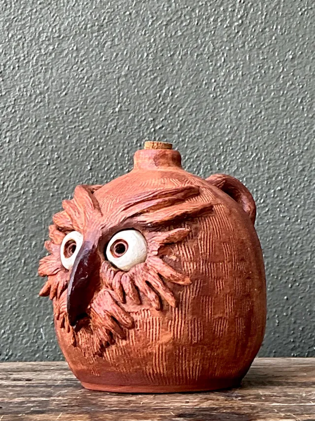 Vintage Handcrafted Ceramic Owl Jug — additional photo 4
