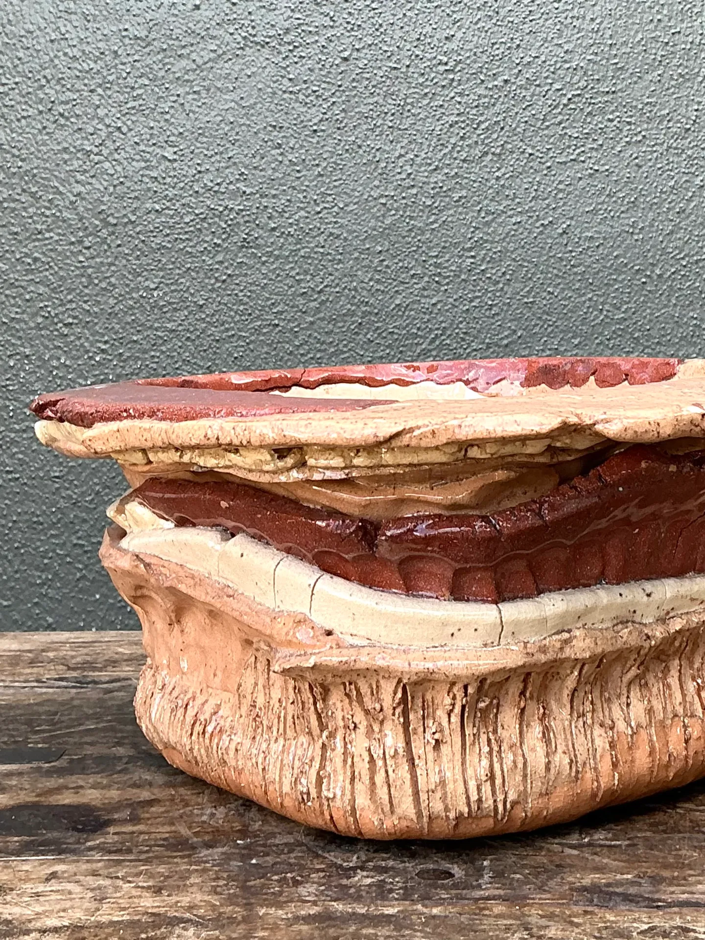 Vintage Layered Ceramic Pottery Bowl — additional photo 1