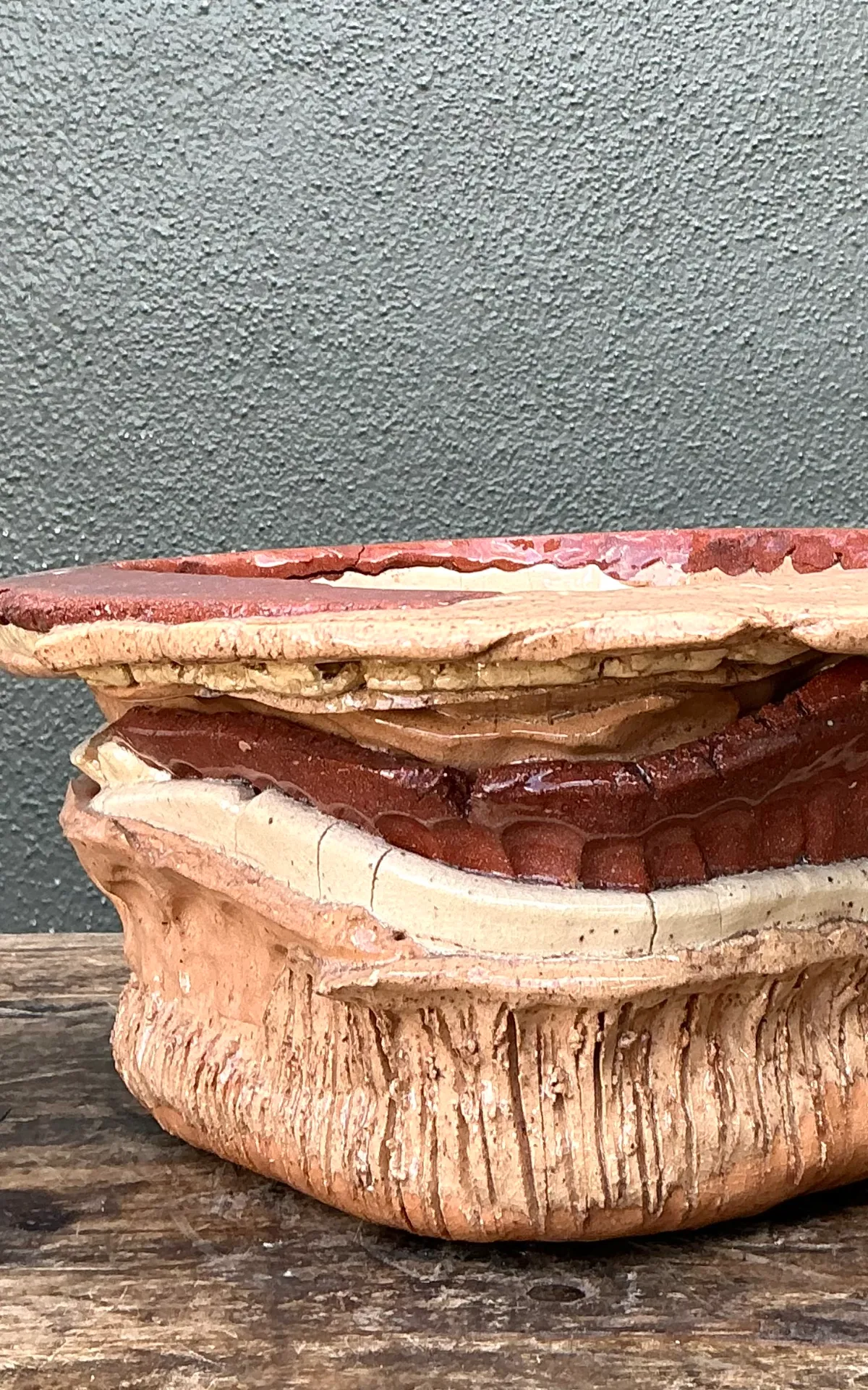 Vintage Layered Ceramic Pottery Bowl