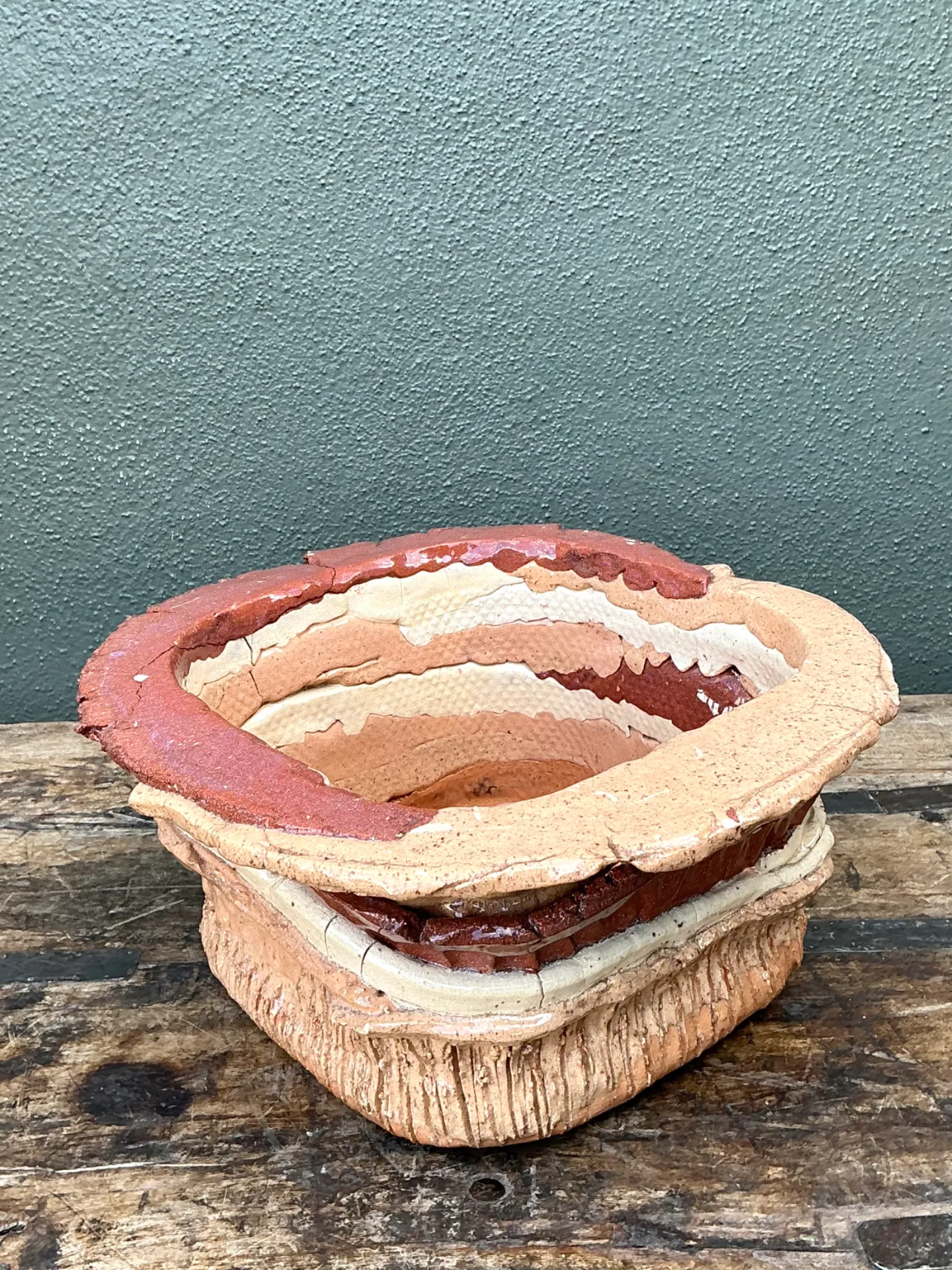 Vintage Layered Ceramic Pottery Bowl — additional photo 5