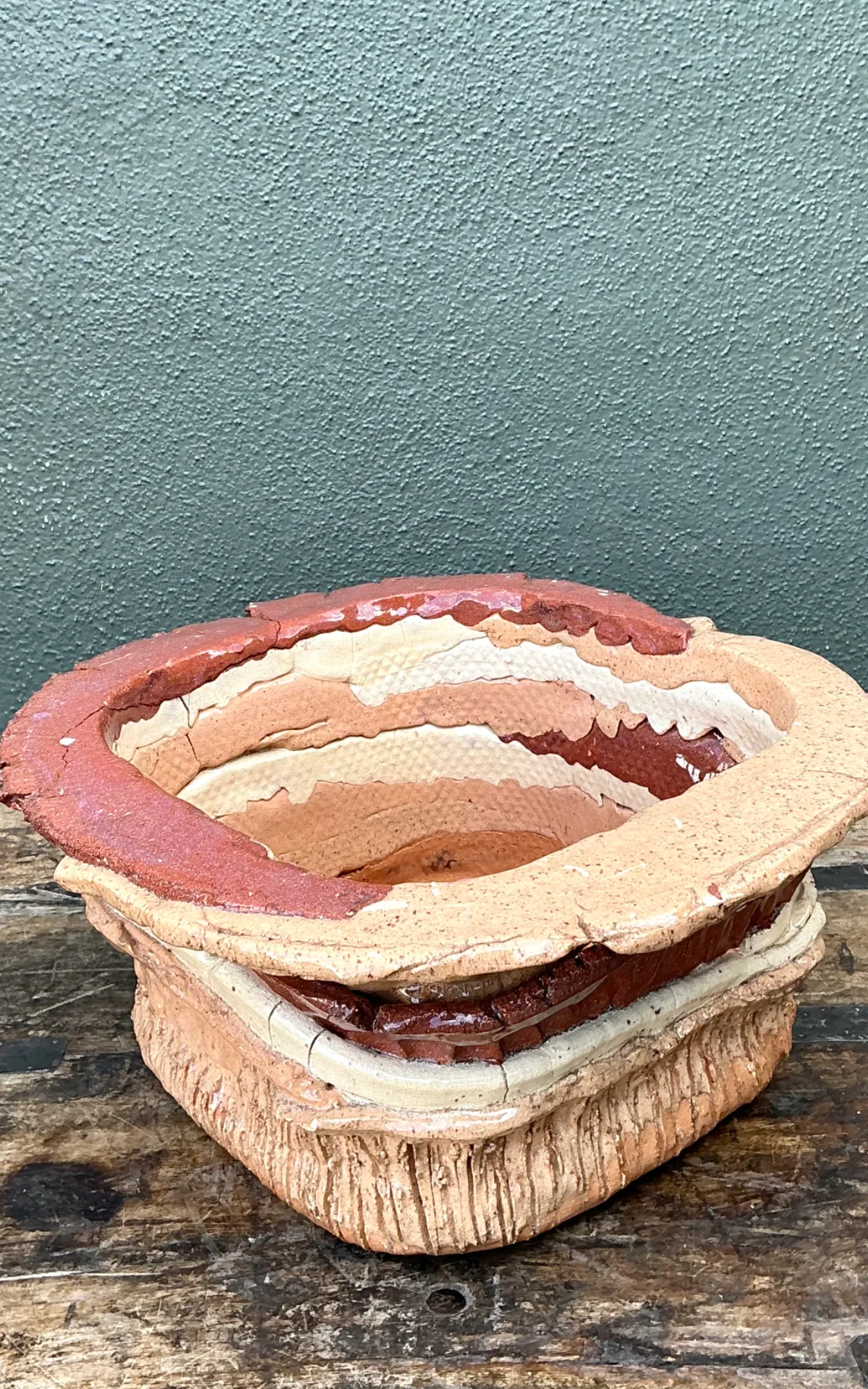 Vintage Layered Ceramic Pottery Bowl — additional photo 5