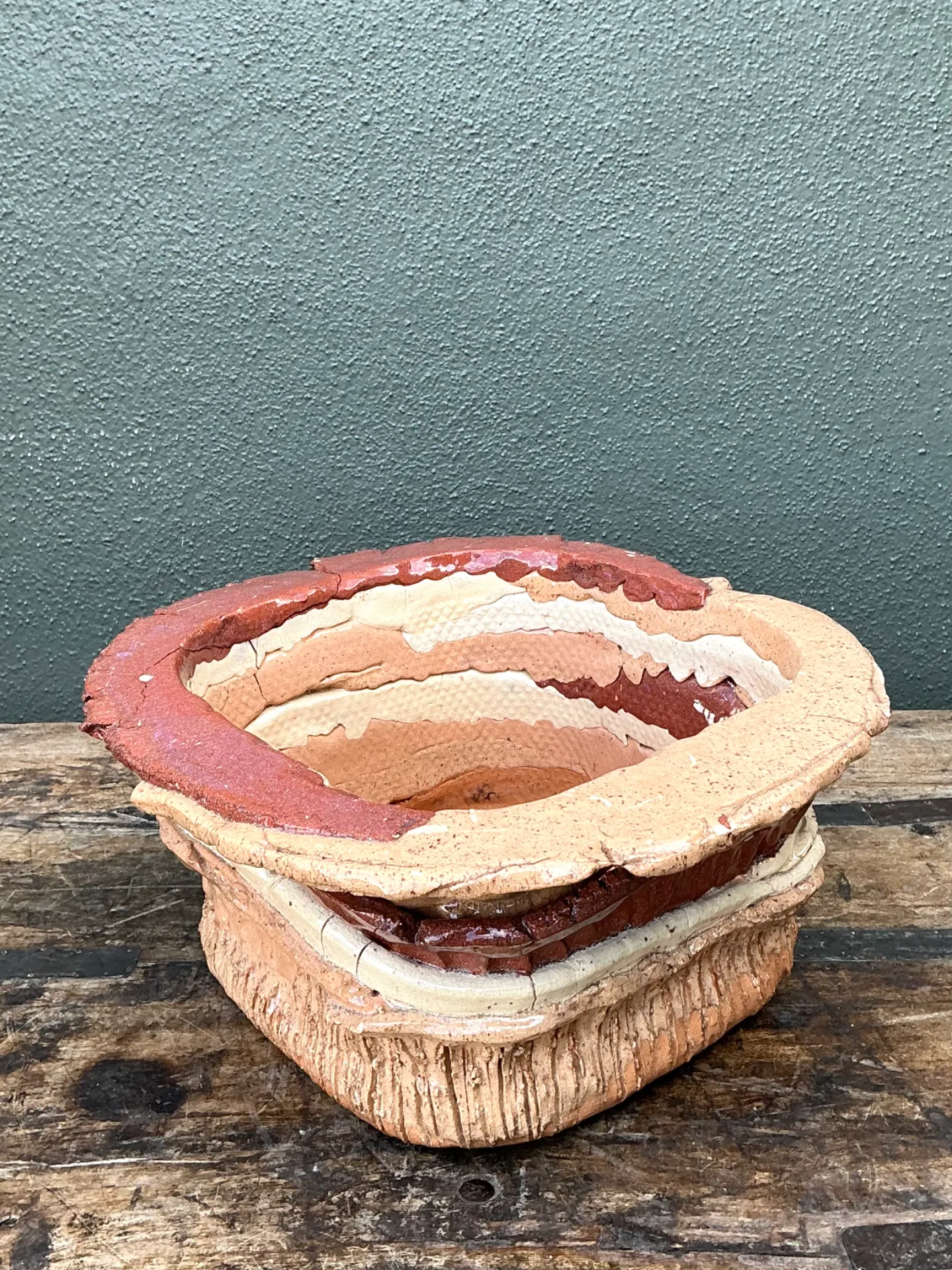 Vintage Layered Ceramic Pottery Bowl — additional photo 3