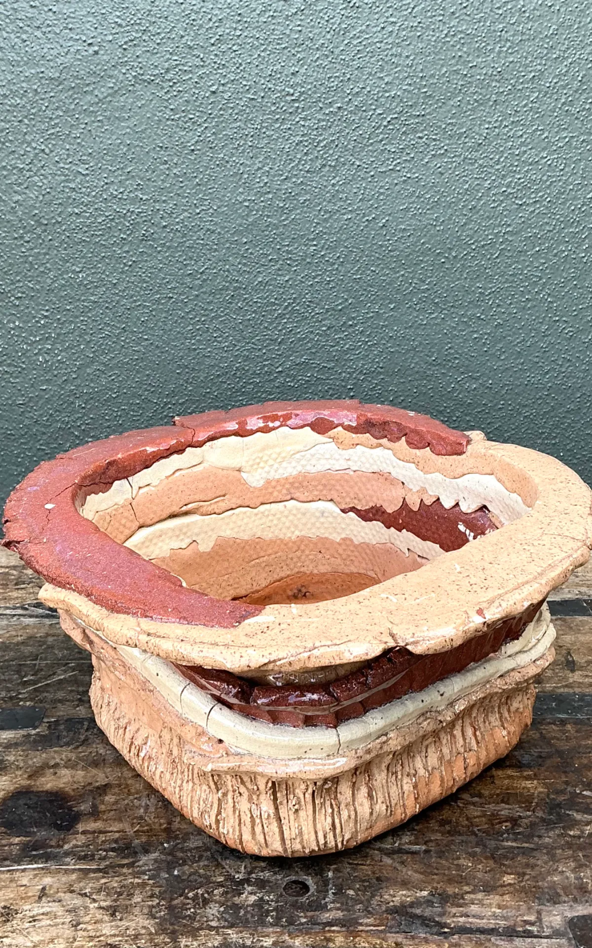 Vintage Layered Ceramic Pottery Bowl — additional photo 3