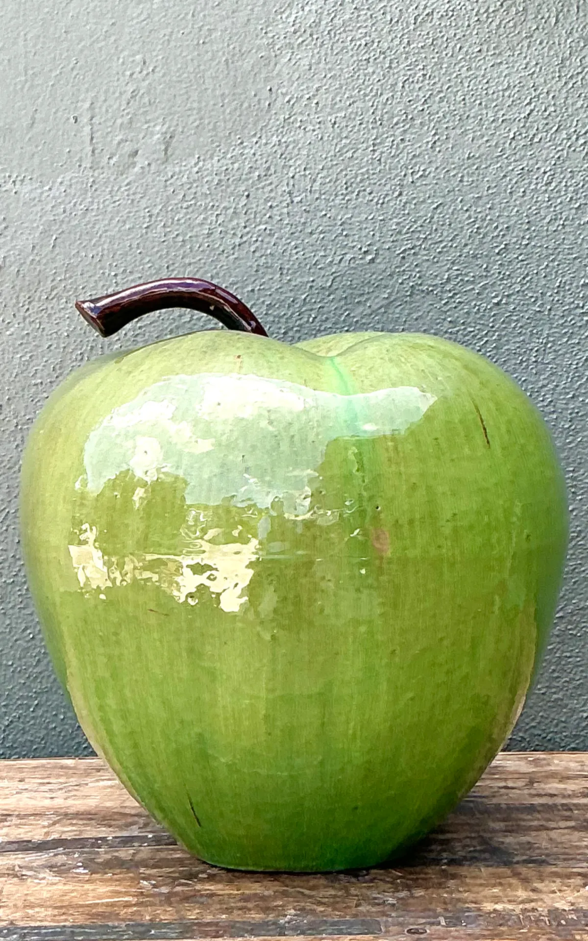 Vintage Monumental Green Ceramic Apple Sculpture — additional photo 6