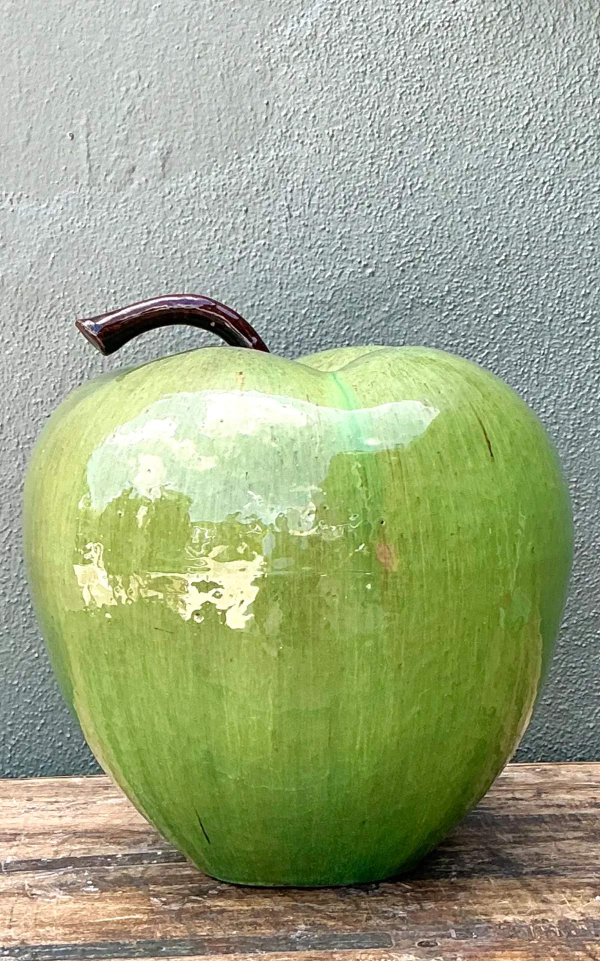 Vintage Monumental Green Ceramic Apple Sculpture — additional photo 4