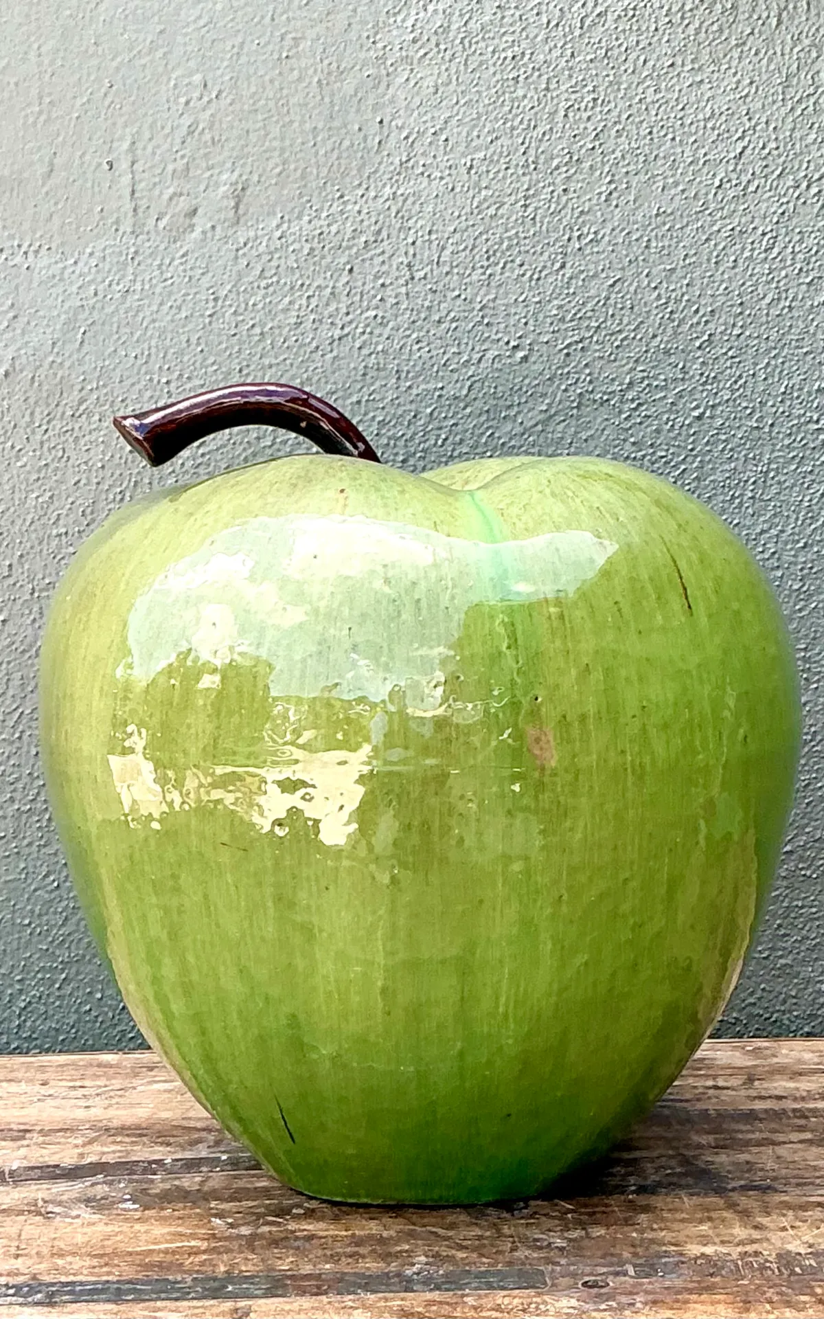 Vintage Monumental Green Ceramic Apple Sculpture — additional photo 2