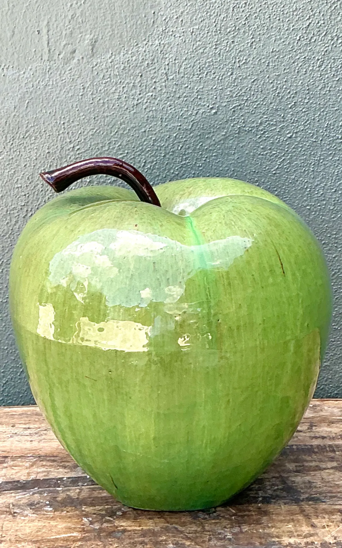 Vintage Monumental Green Ceramic Apple Sculpture — additional photo 5