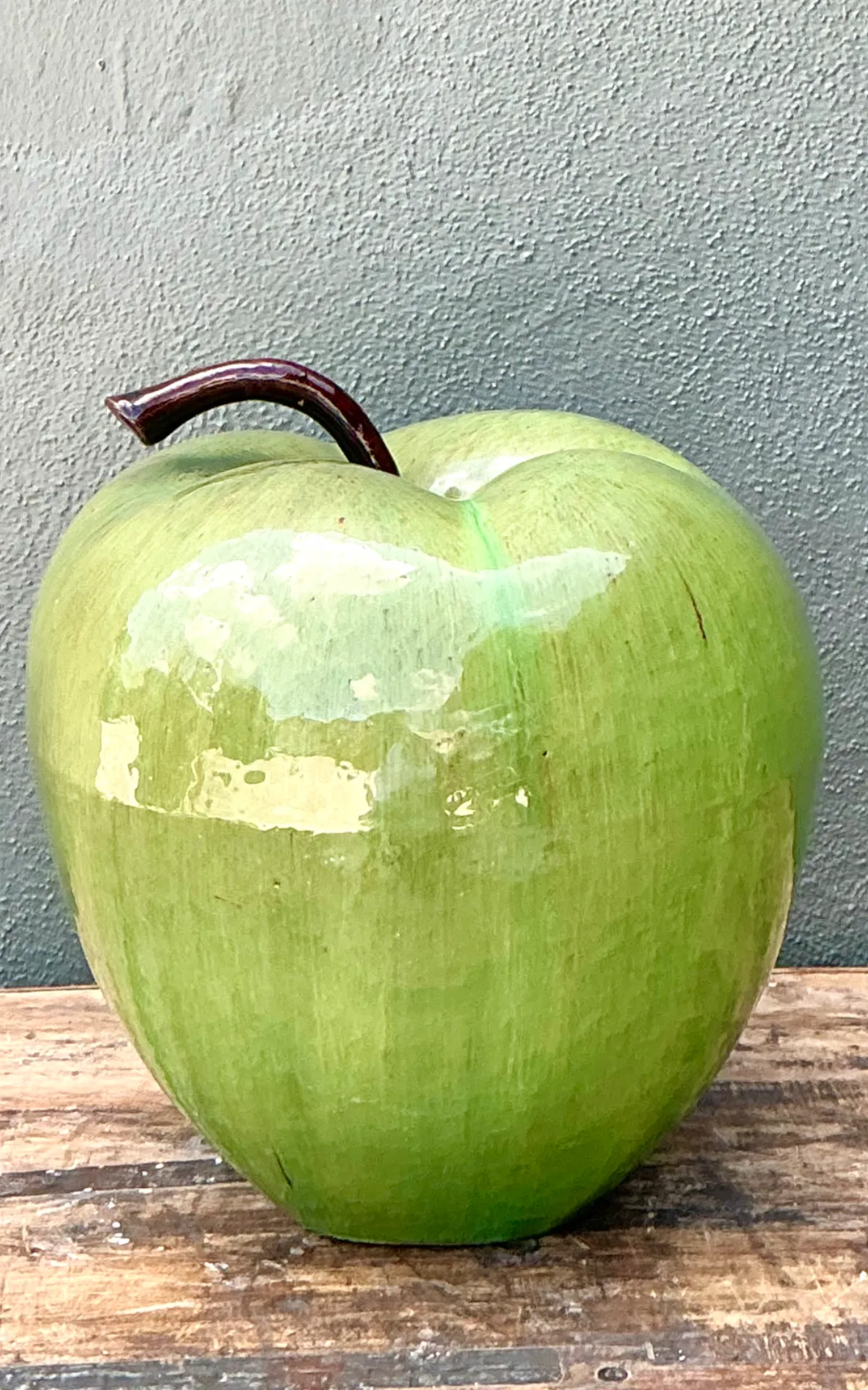 Vintage Monumental Green Ceramic Apple Sculpture — additional photo 7