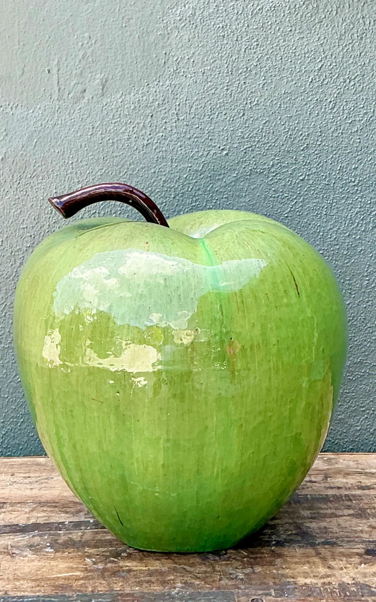 Vintage Monumental Green Ceramic Apple Sculpture — additional photo 3